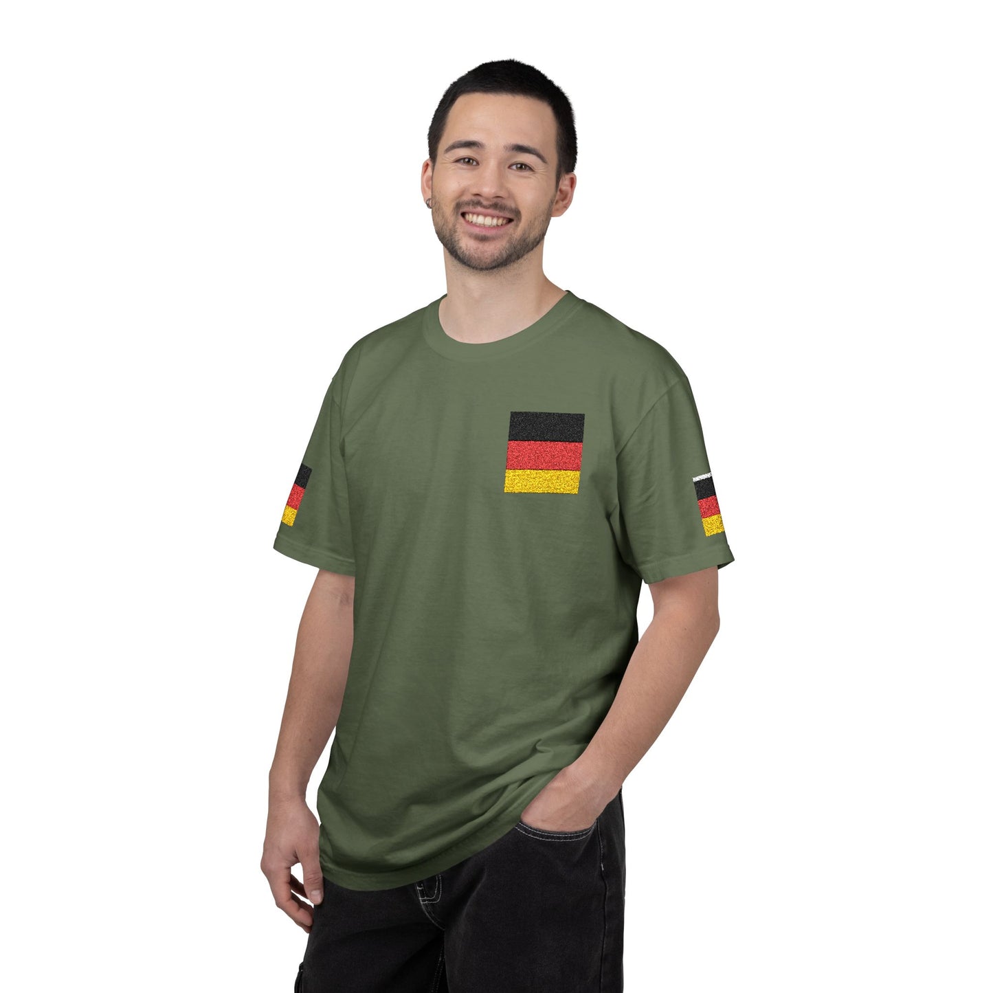 Germany Flag Pocket T-Shirt — German Pride Tee with Sleeve Flags