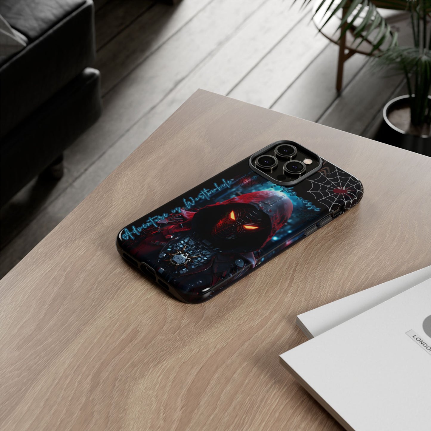 Spiderman Phone Case — Neon Hooded Skull Design "Spider verse"
