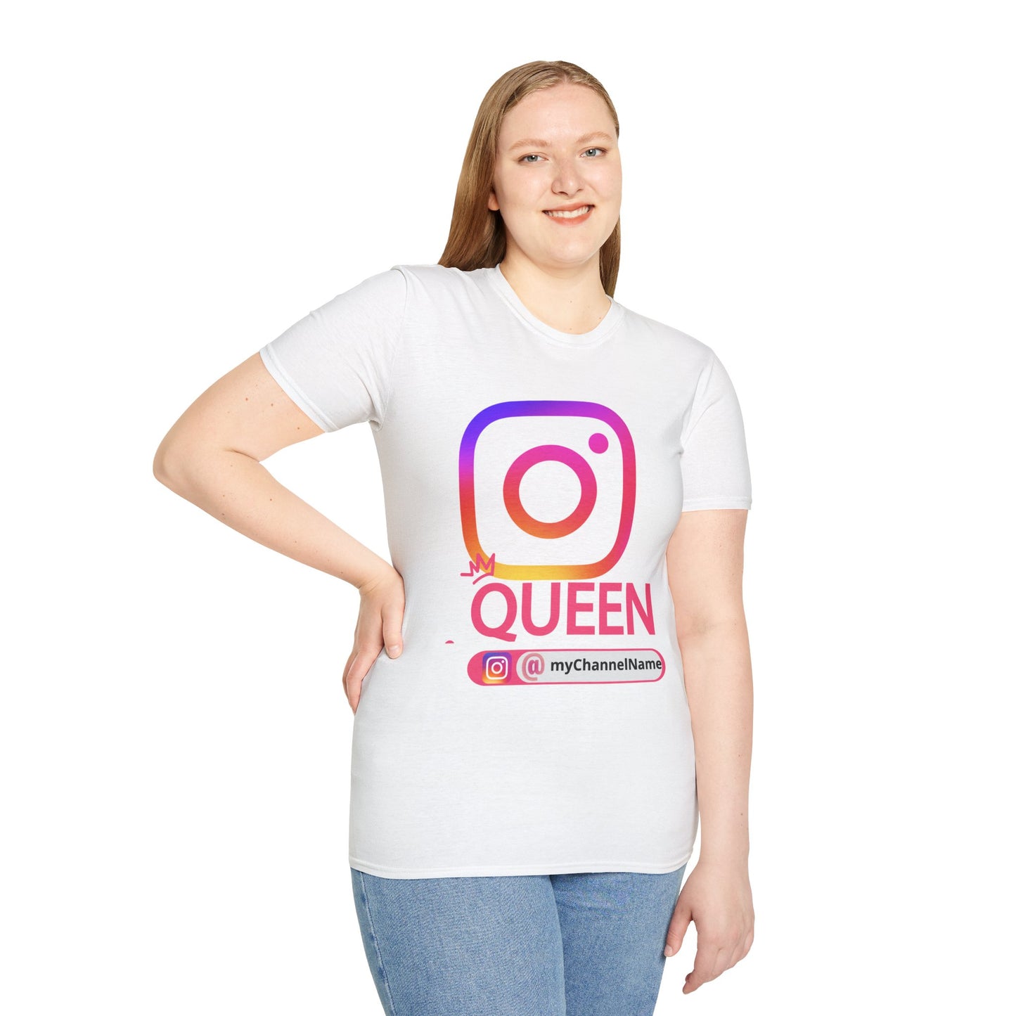 Instagram Queen T-Shirt — "Queen" Social Media Tee with Custom @handle