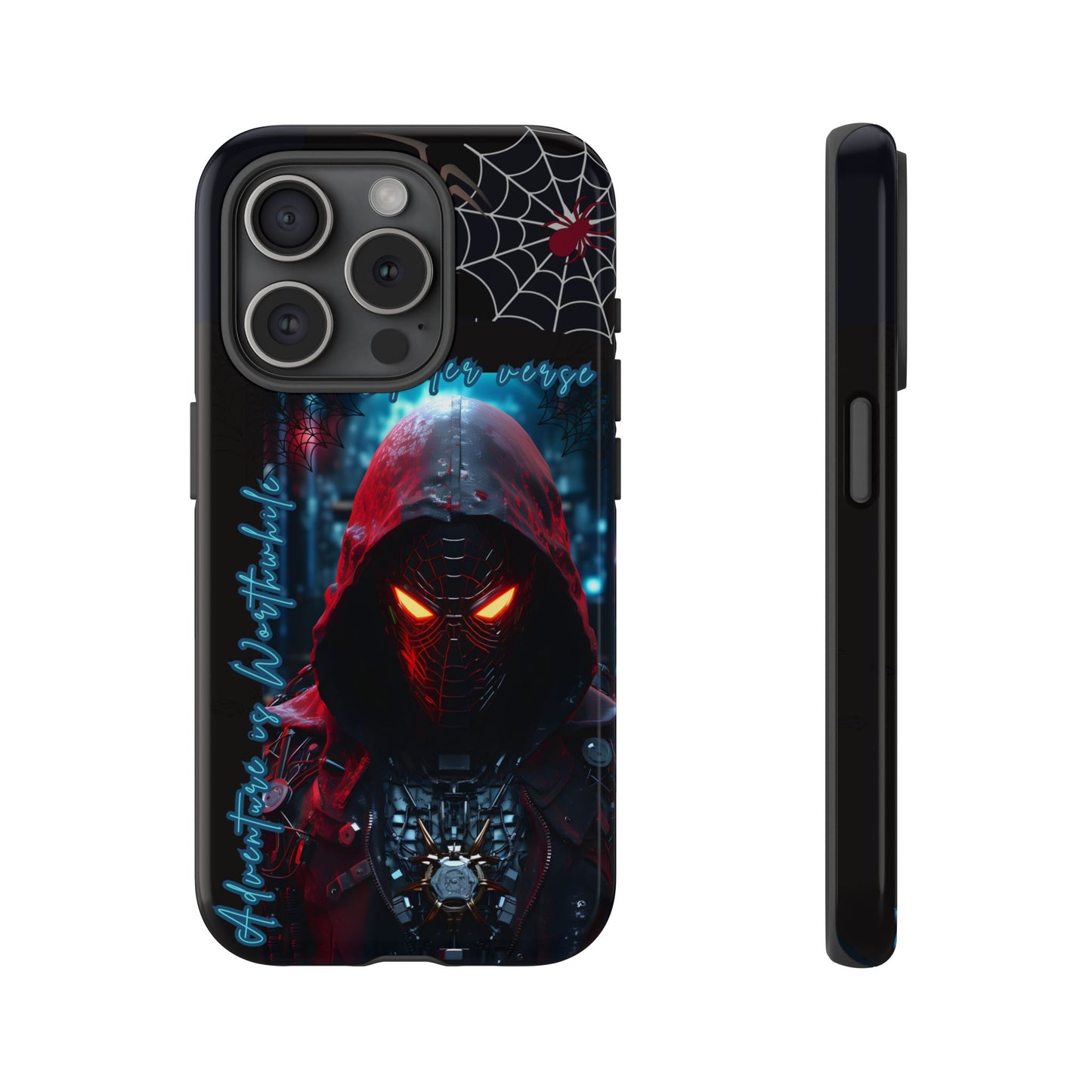 Spiderman Phone Case — Neon Hooded Skull Design "Spider verse"