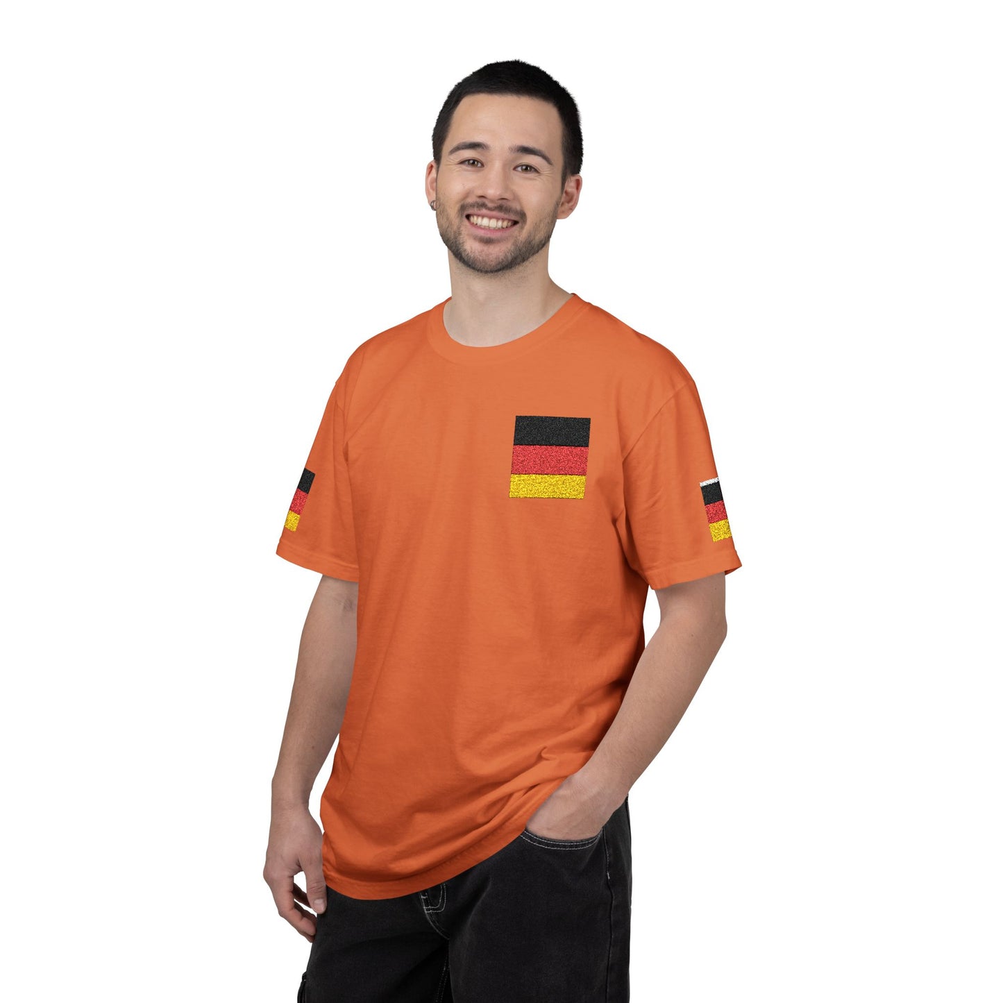 Germany Flag Pocket T-Shirt — German Pride Tee with Sleeve Flags