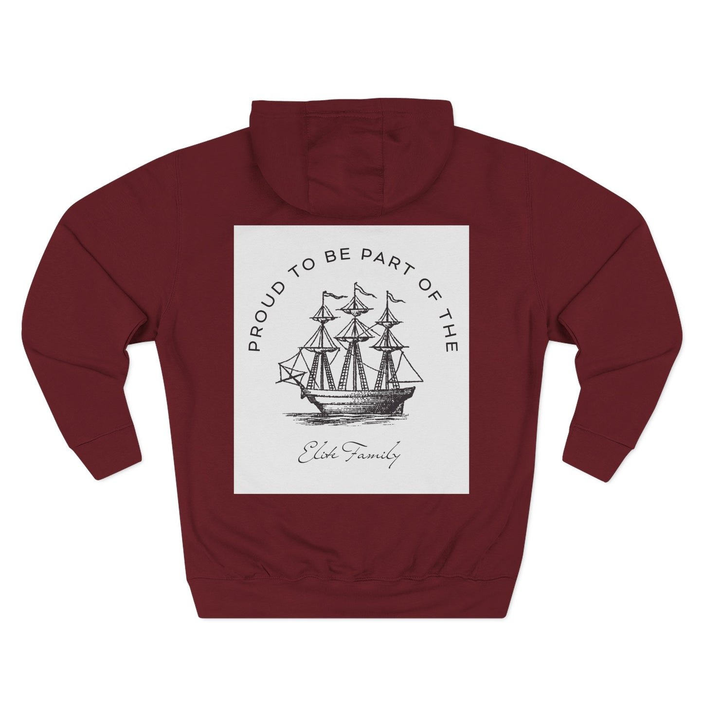 Three-Panel Fleece Hoodie — Vintage Ship Graphic & "Where Compassion Meets Action" Motivational Design