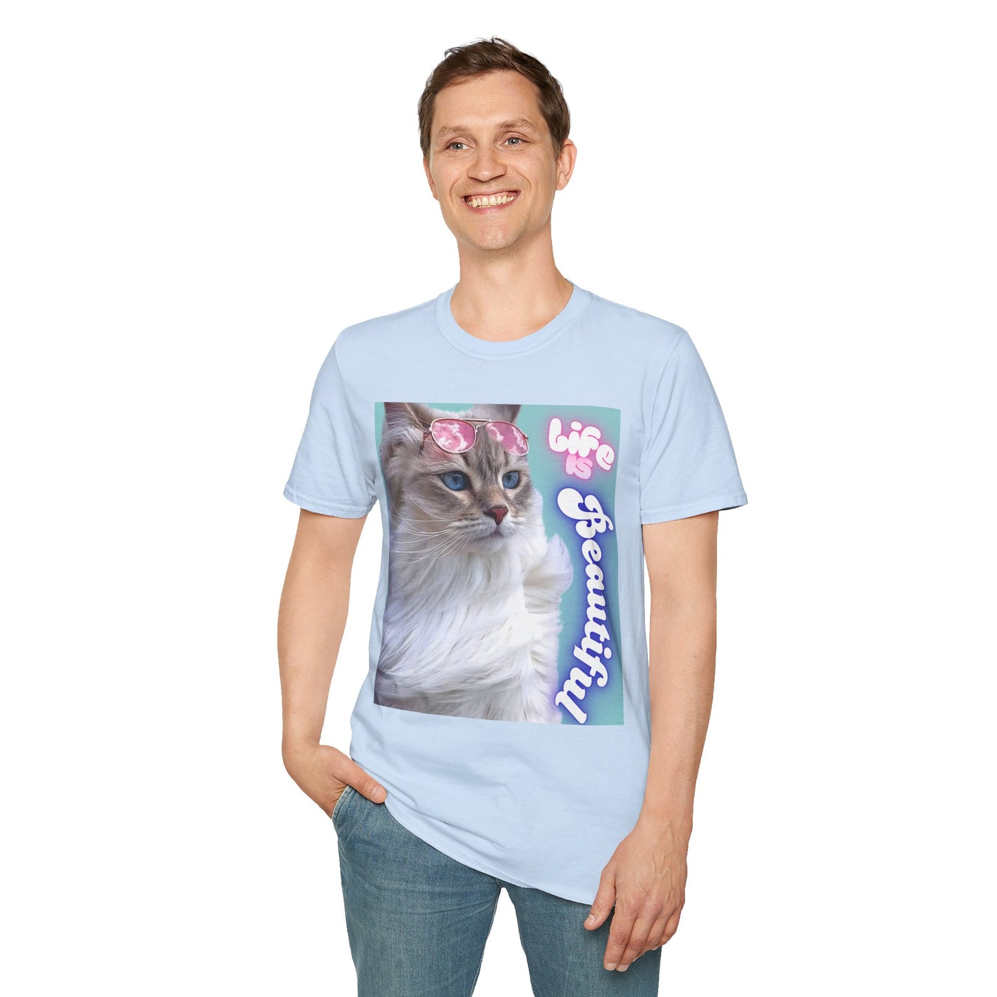Life Is Beautiful Cat T-Shirt — Inspirational Cat Graphic Tee