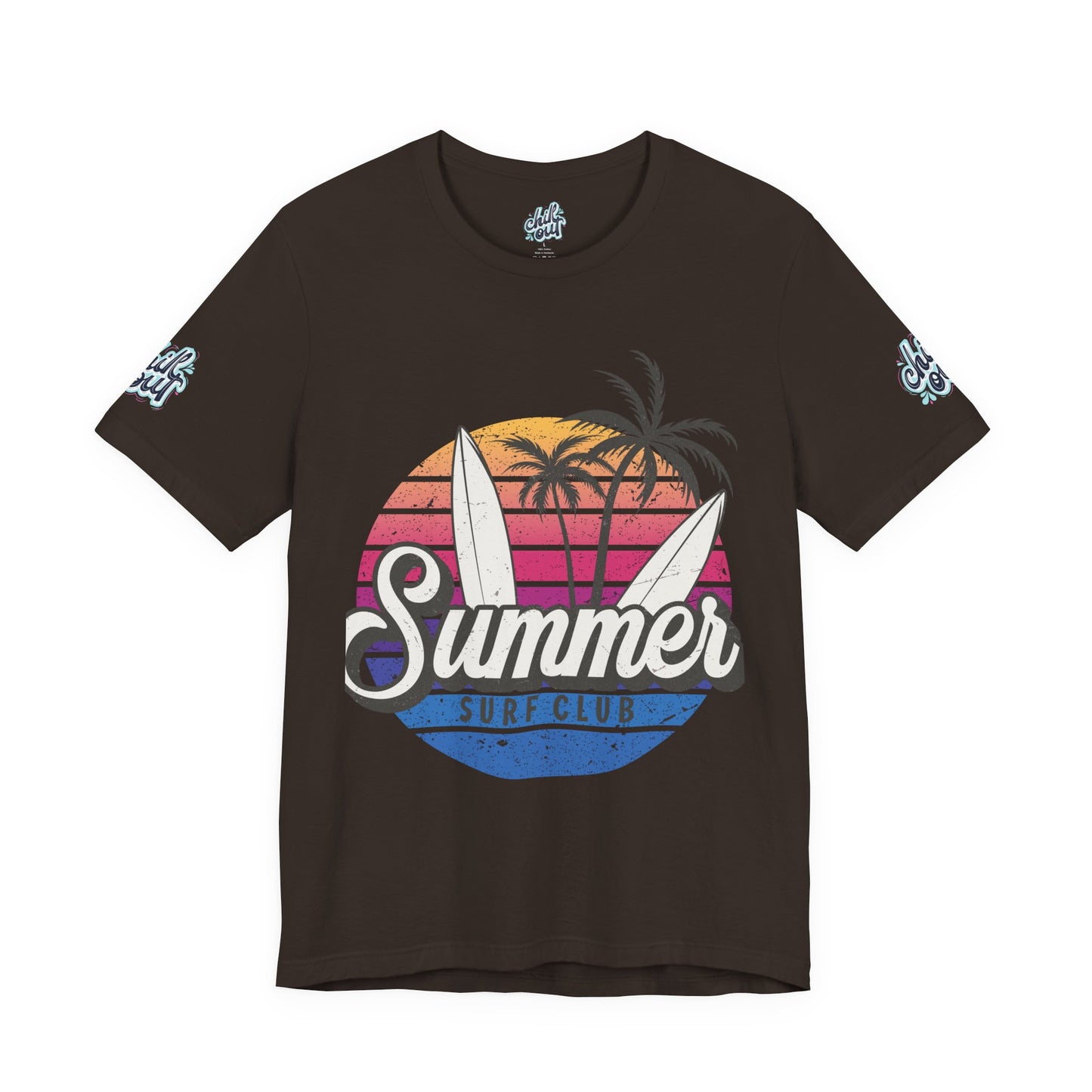 Summer Surf Tee – “Here Comes The Sun” Vintage Surfboard & Palm Graphic T-Shirt