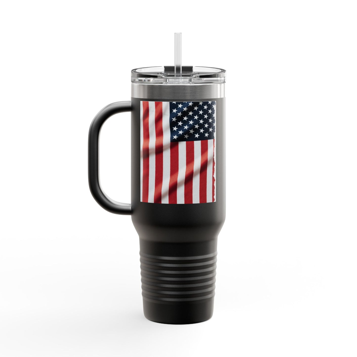 40oz Insulated Travel Mug — American Flag Patriotic Stainless Steel Tumbler