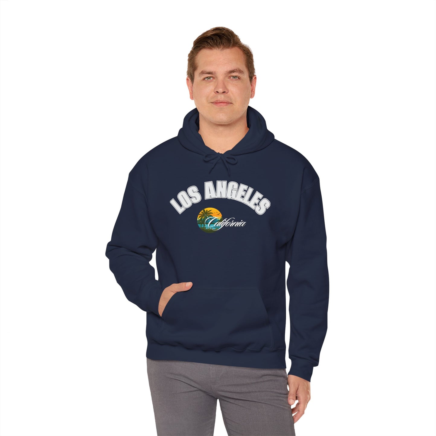 Los Angeles Retro Surf Hoodie — Vintage Sunset Car & Palm Tree Sweatshirt