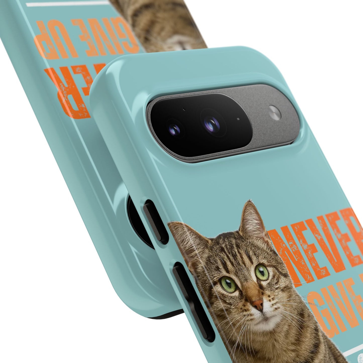 Cat Phone Case — "Never Give Up On Me" Inspirational Protective Case