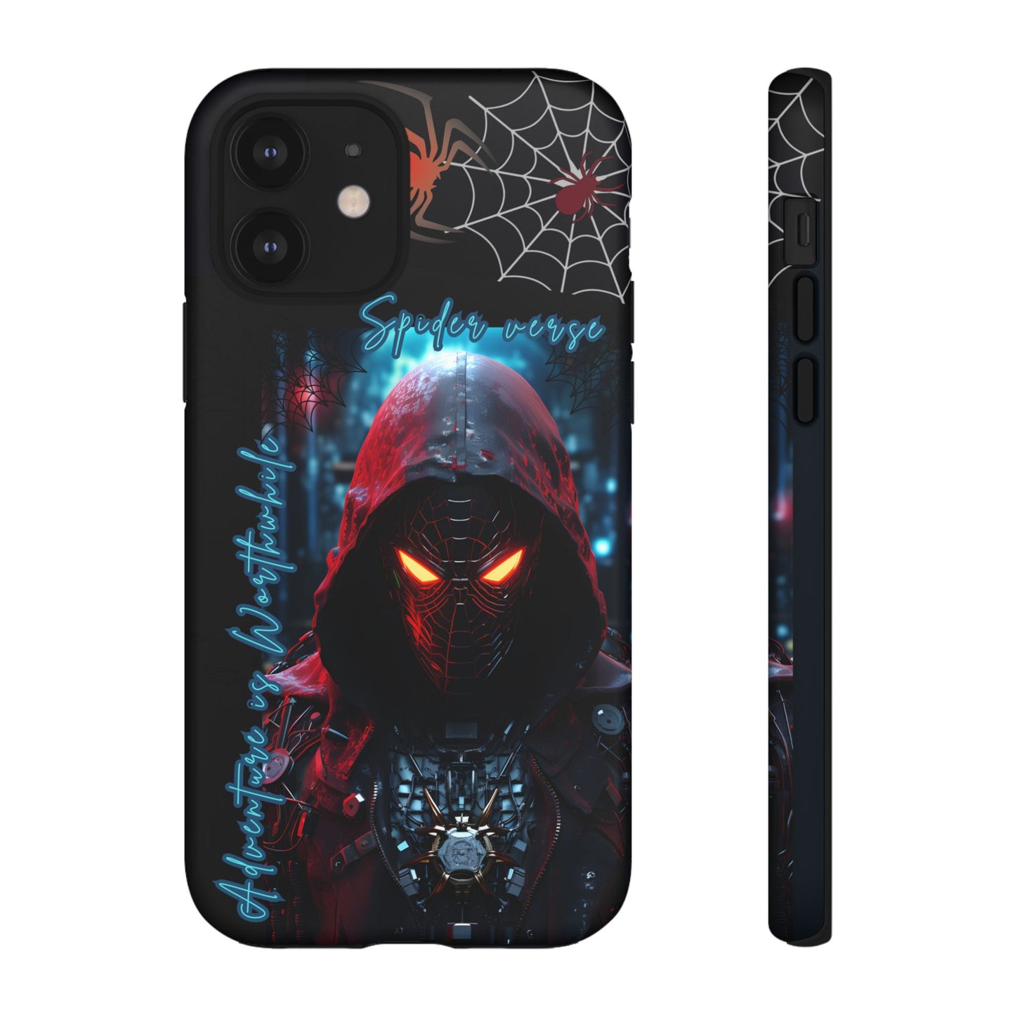 Spiderman Phone Case — Neon Hooded Skull Design "Spider verse"