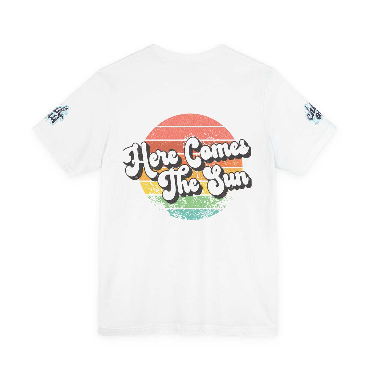 Summer Surf Tee – “Here Comes The Sun” Vintage Surfboard & Palm Graphic T-Shirt
