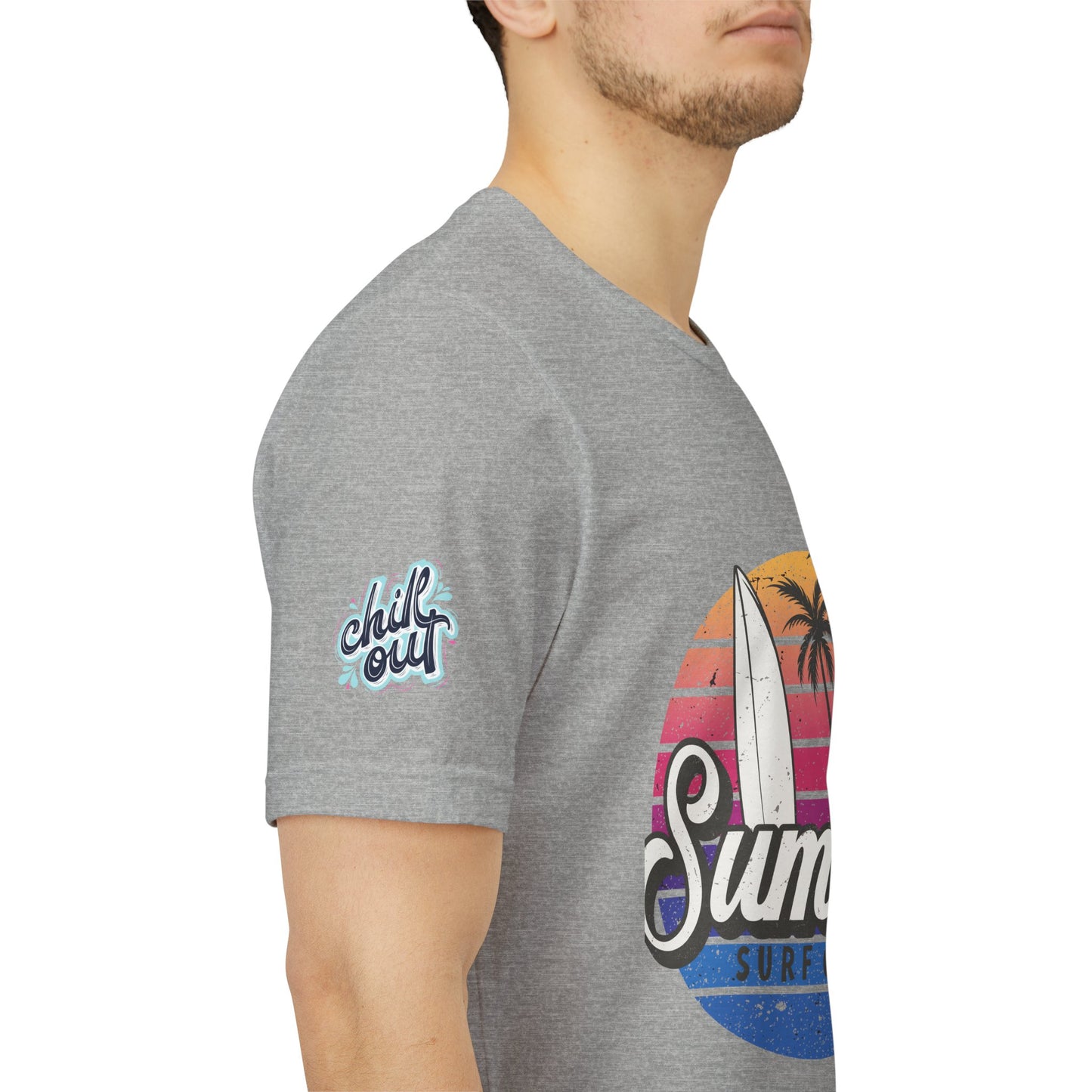 Summer Surf Tee – “Here Comes The Sun” Vintage Surfboard & Palm Graphic T-Shirt