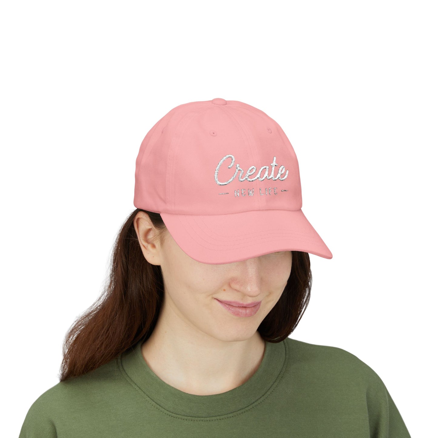 Create New Life — Embroidered White Baseball Cap for Regular Use