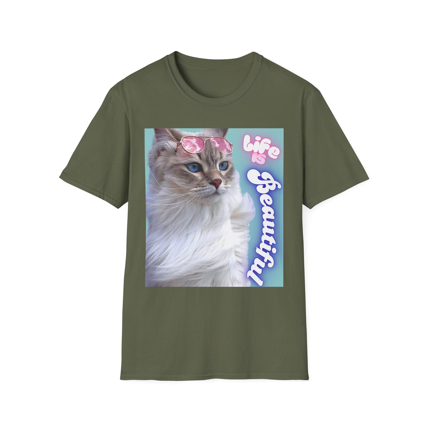 Life Is Beautiful Cat T-Shirt — Inspirational Cat Graphic Tee