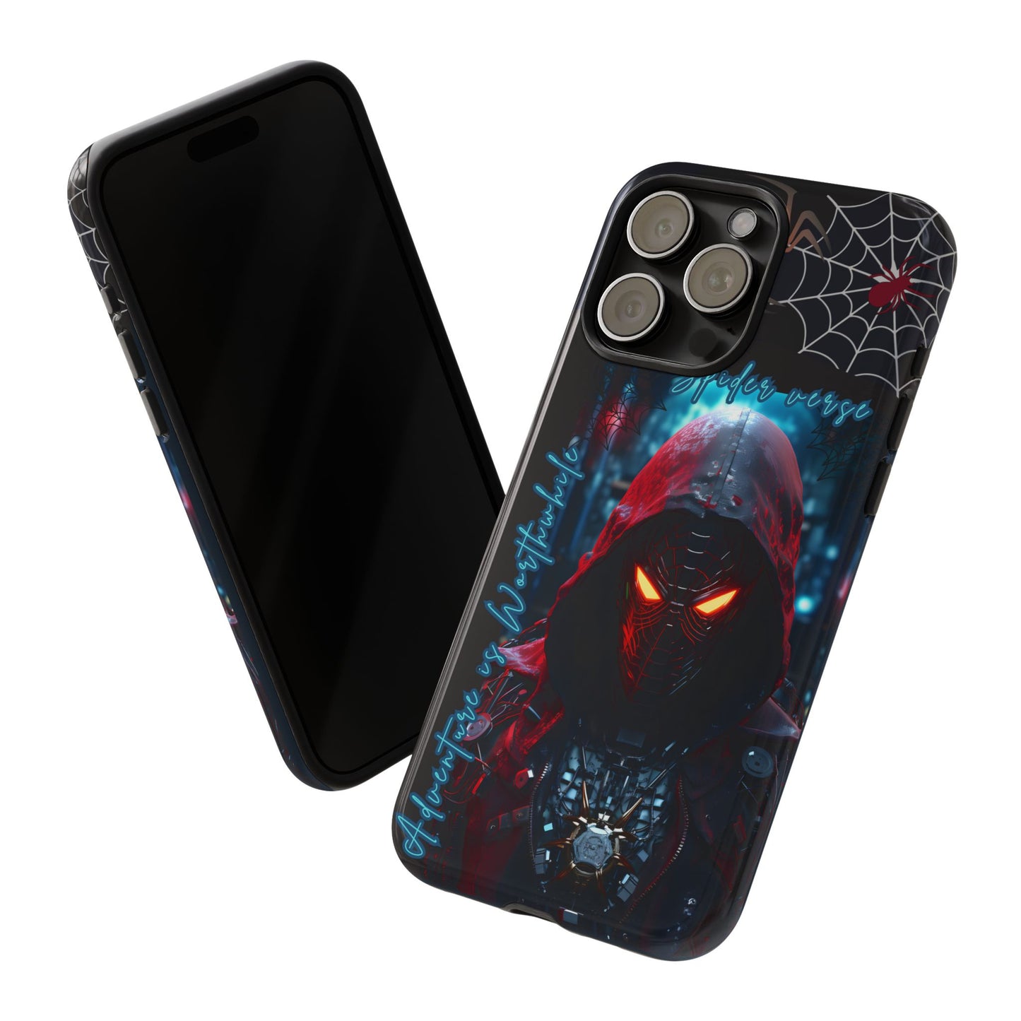 Spiderman Phone Case — Neon Hooded Skull Design "Spider verse"