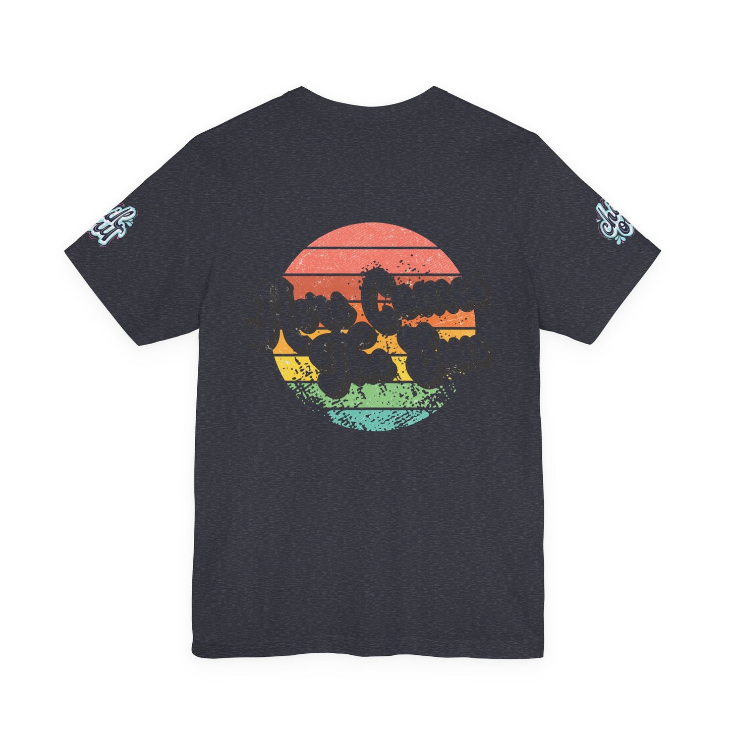 Summer Surf Tee – “Here Comes The Sun” Vintage Surfboard & Palm Graphic T-Shirt