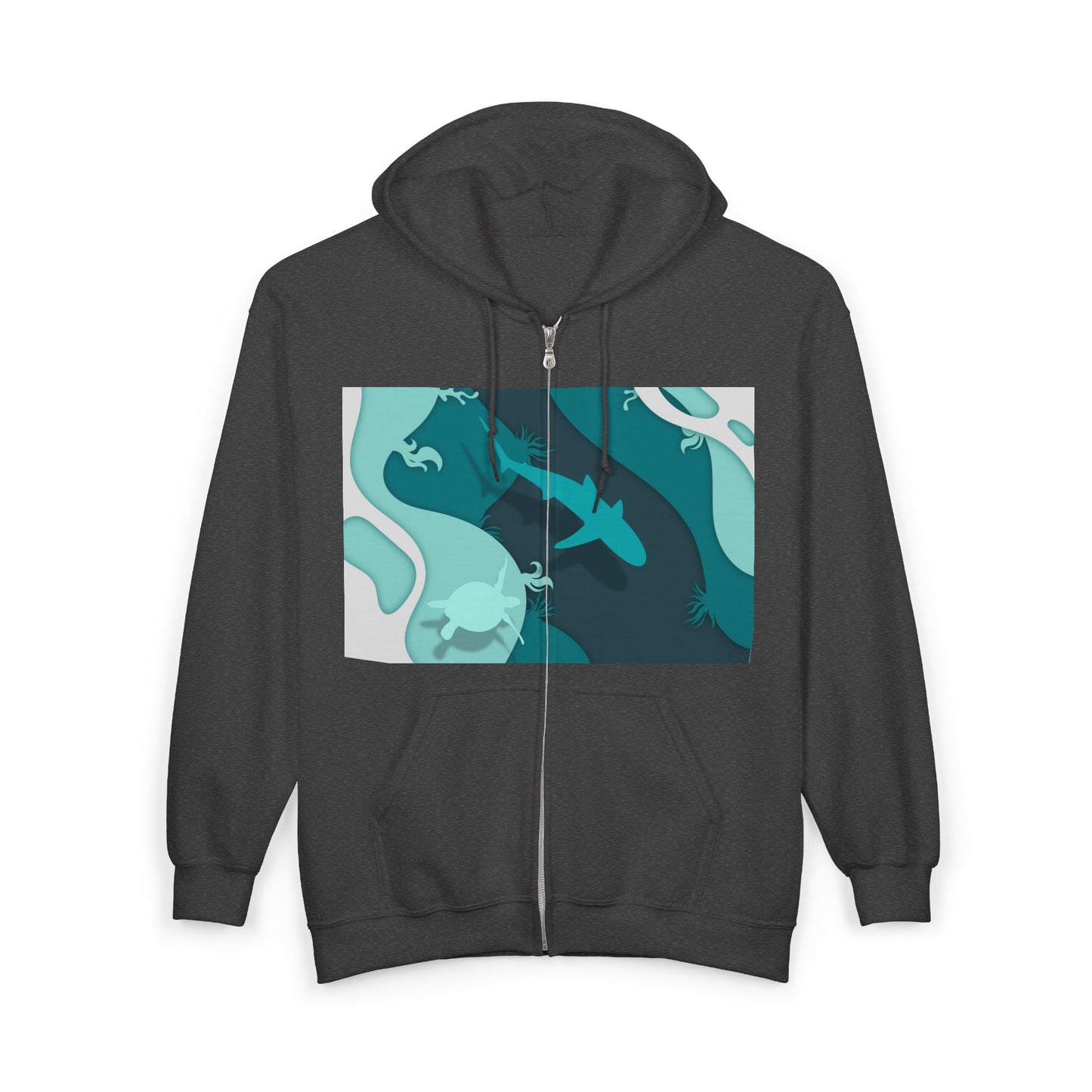 Zip Hoodie — 'Focus On Good Things' Inspirational Ocean Design