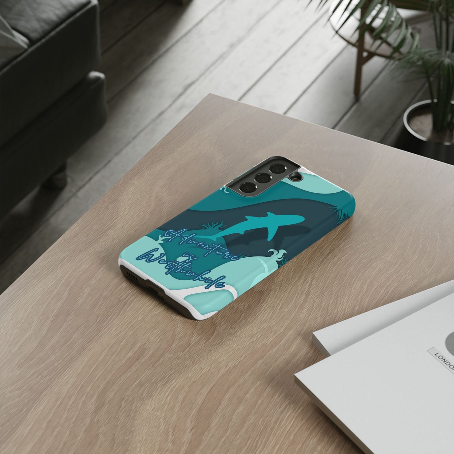 Blue Ocean Phone Case - "Adventure is Worthwhile" Teal Protective Cover