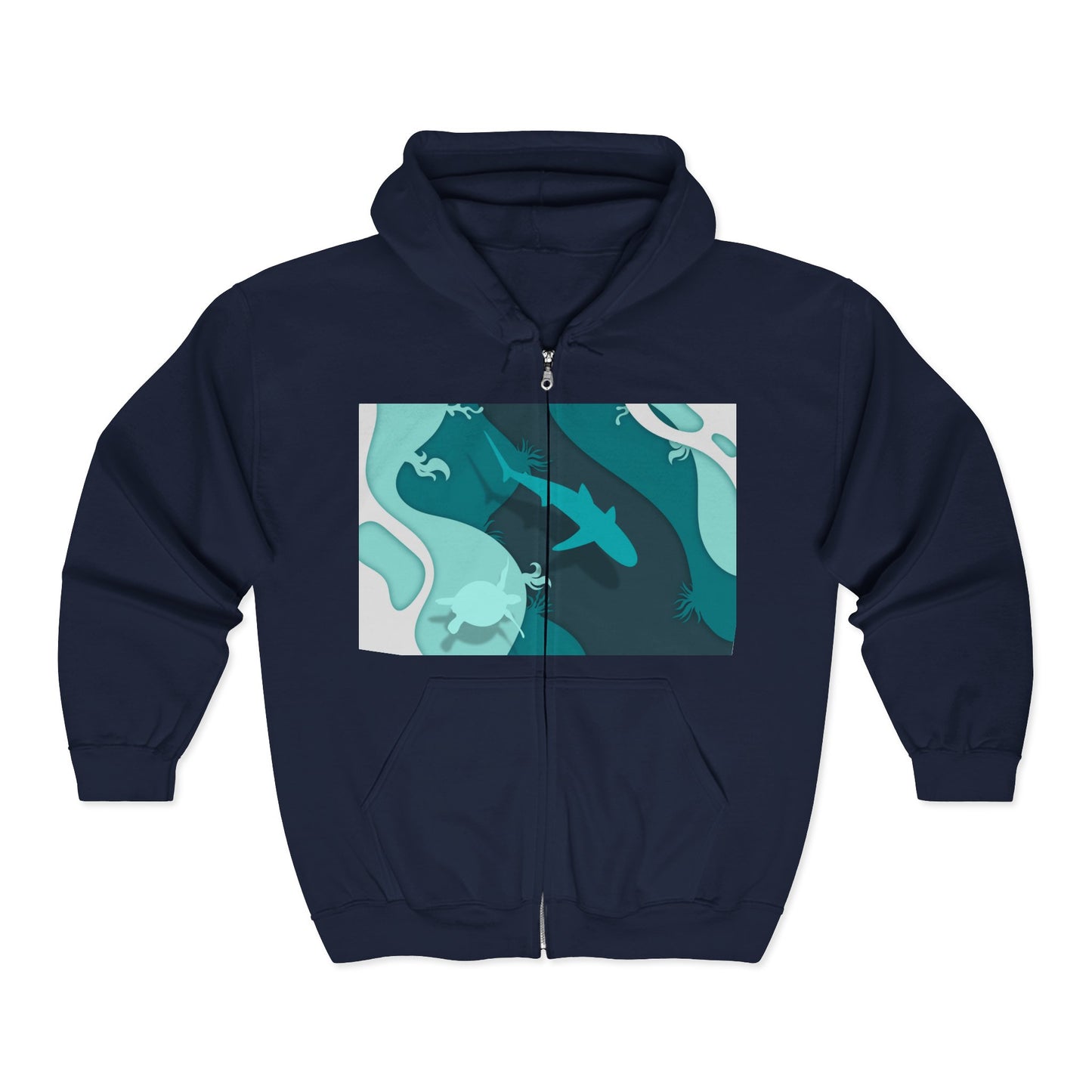 Zip Hoodie — 'Focus On Good Things' Inspirational Ocean Design