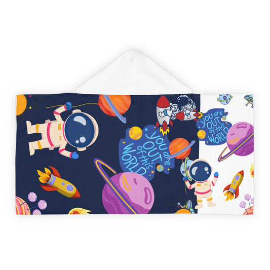 Kids' Space Hooded Towel — 'You Are Out of This World' Astronaut Design