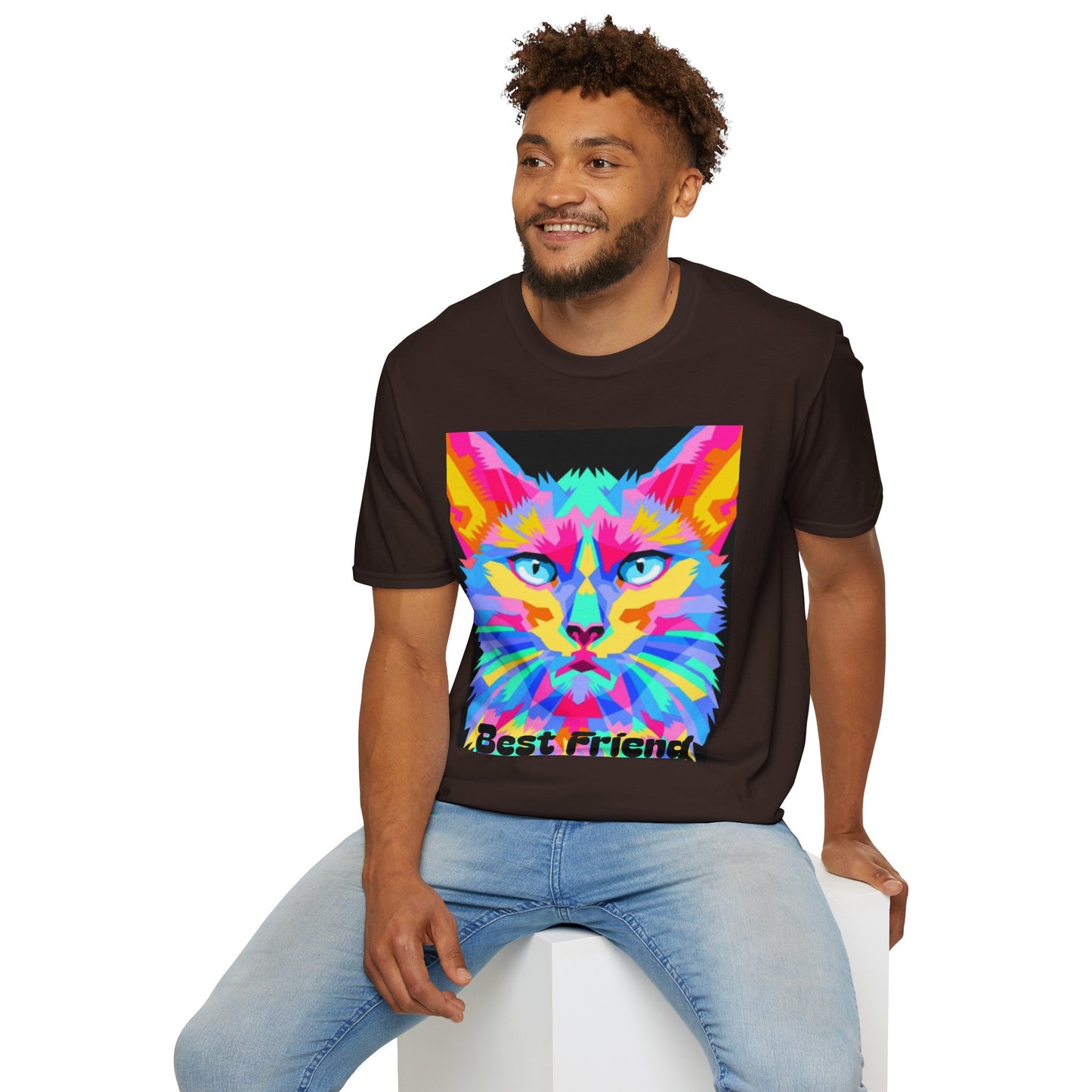 Colorful Pop Art Cat T-Shirt — "Best Friend" Graphic Tee