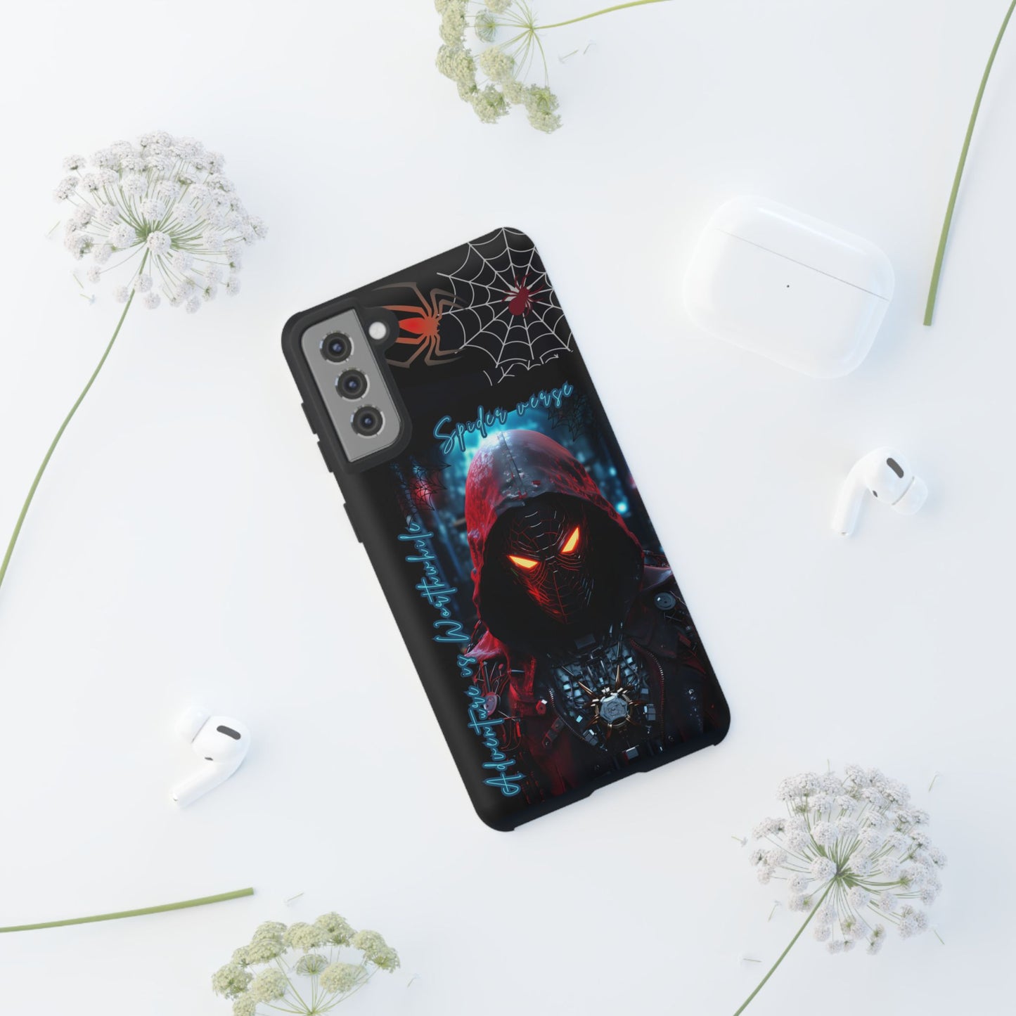 Spiderman Phone Case — Neon Hooded Skull Design "Spider verse"
