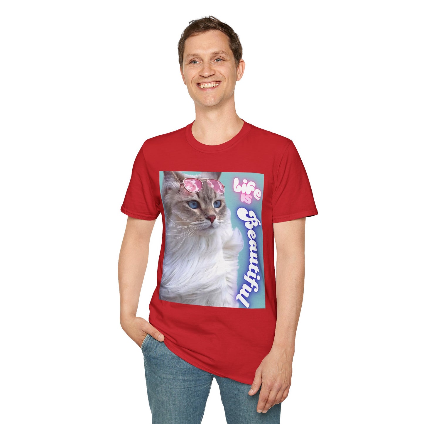 Life Is Beautiful Cat T-Shirt — Inspirational Cat Graphic Tee