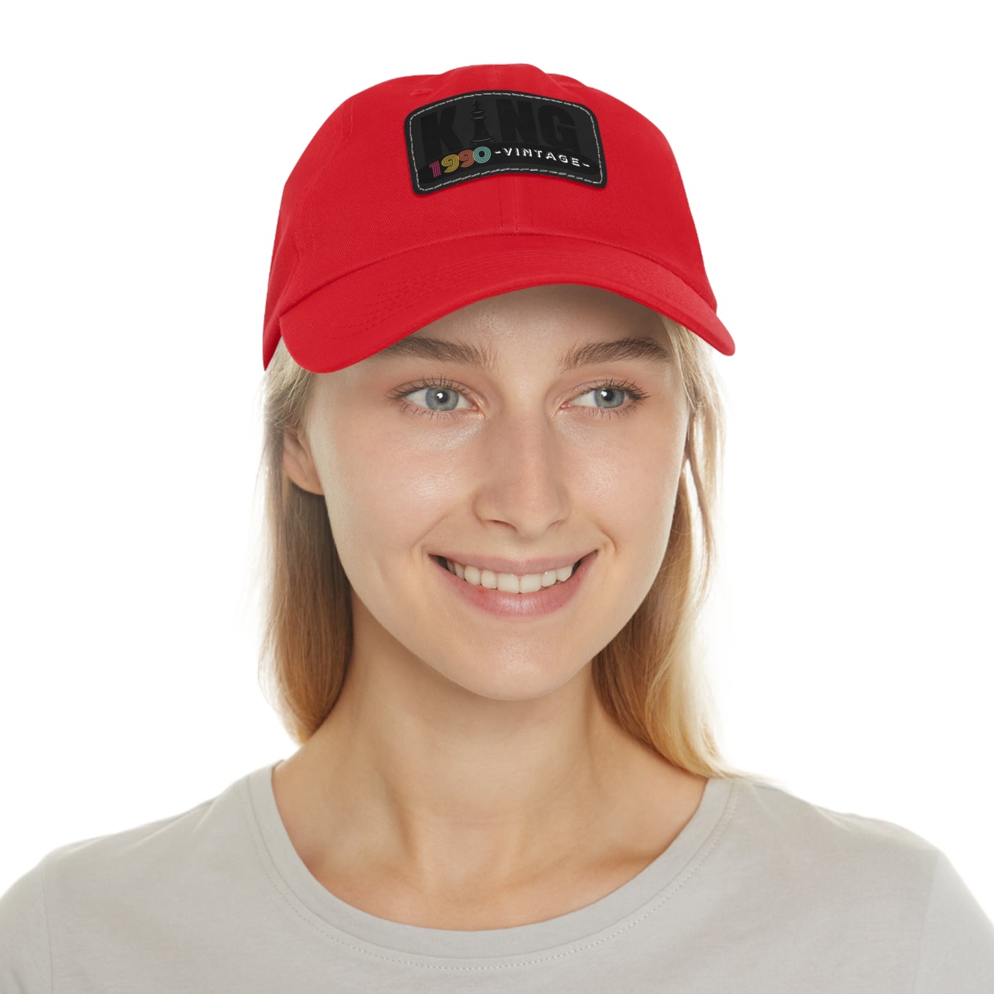 King 1990 Vintage Leather Patch Dad Hat