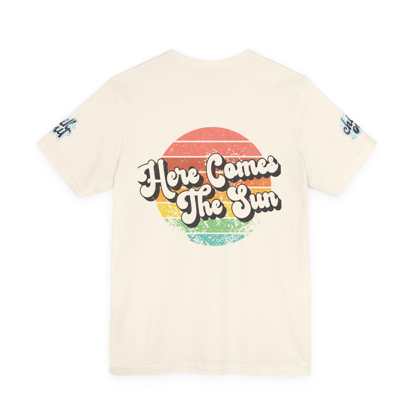 Summer Surf Tee – “Here Comes The Sun” Vintage Surfboard & Palm Graphic T-Shirt