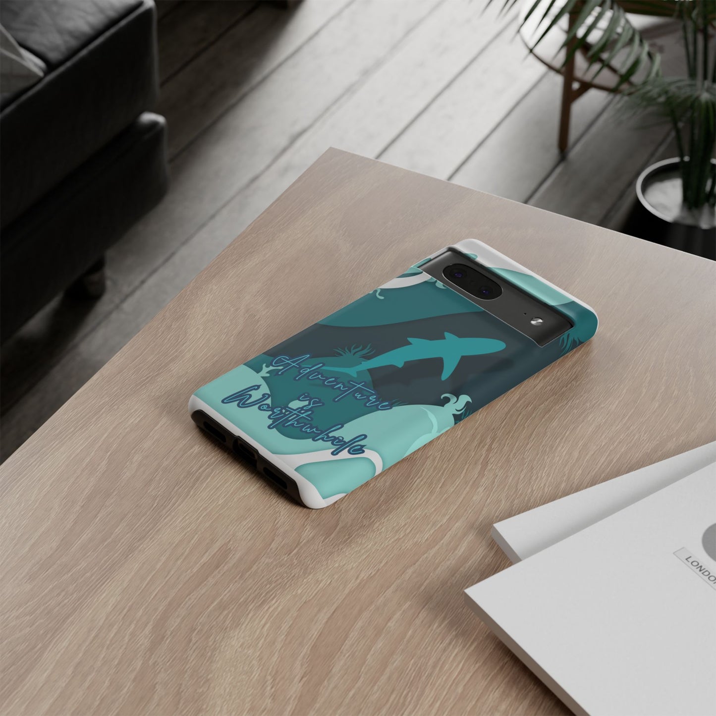 Blue Ocean Phone Case - "Adventure is Worthwhile" Teal Protective Cover