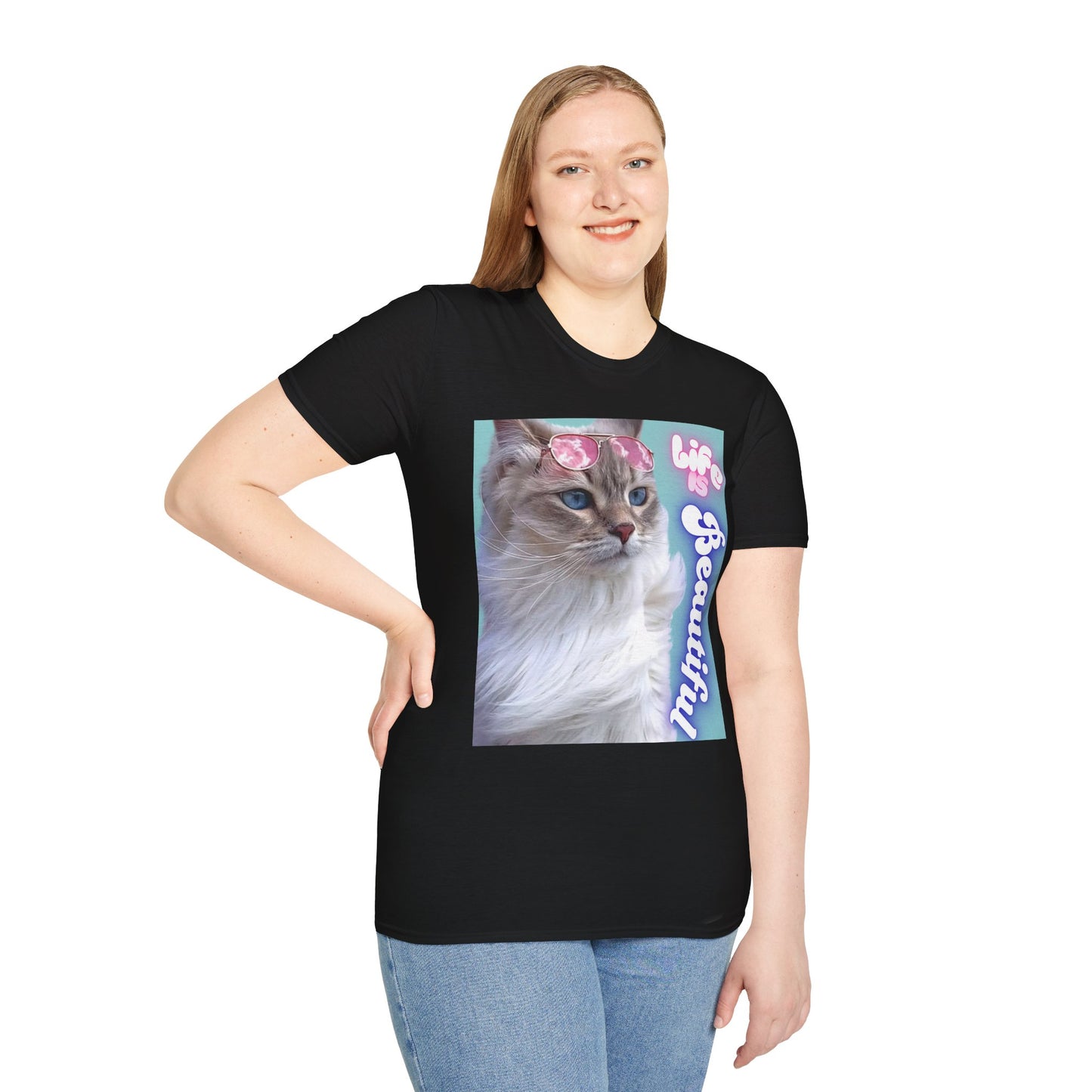 Life Is Beautiful Cat T-Shirt — Inspirational Cat Graphic Tee