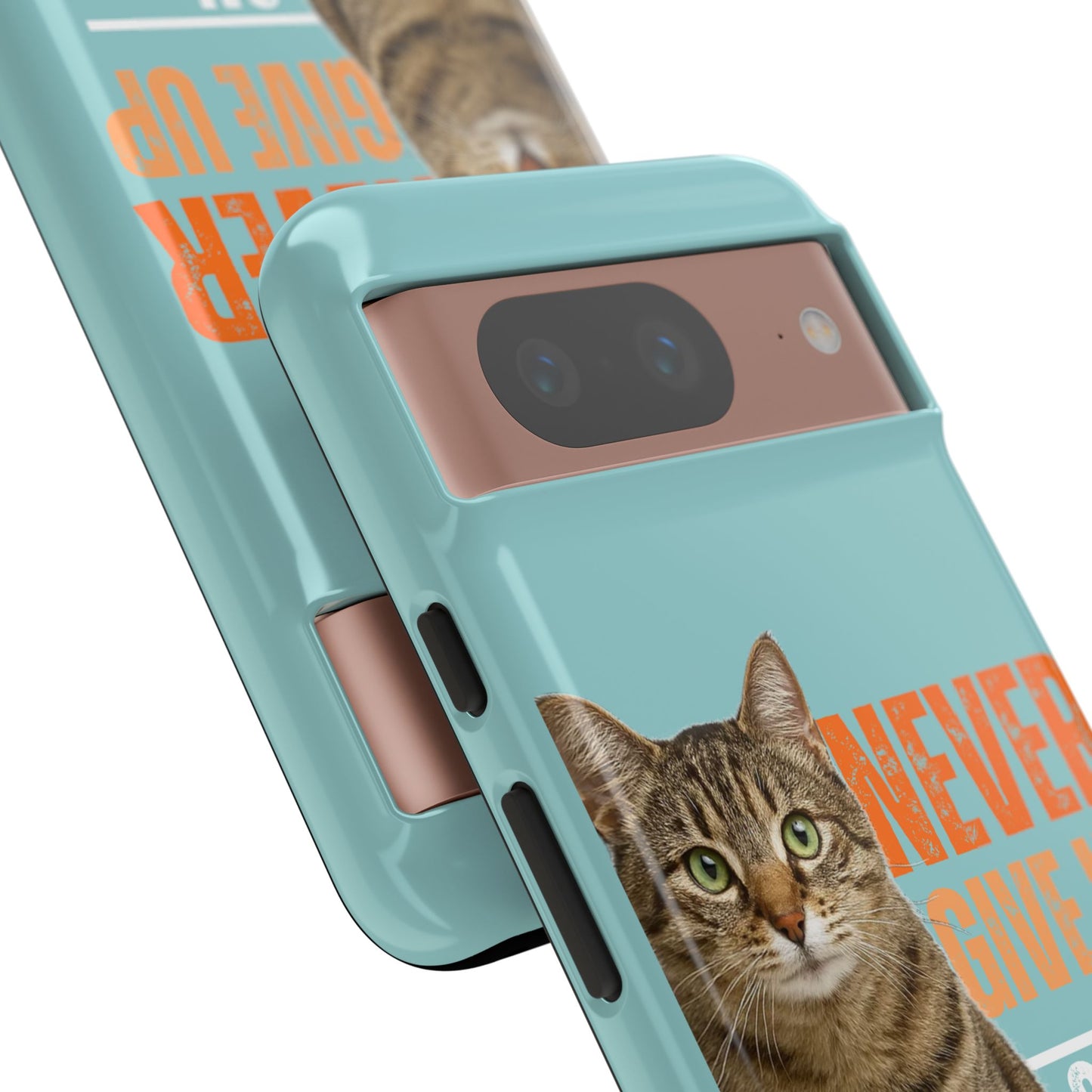 Cat Phone Case — "Never Give Up On Me" Inspirational Protective Case