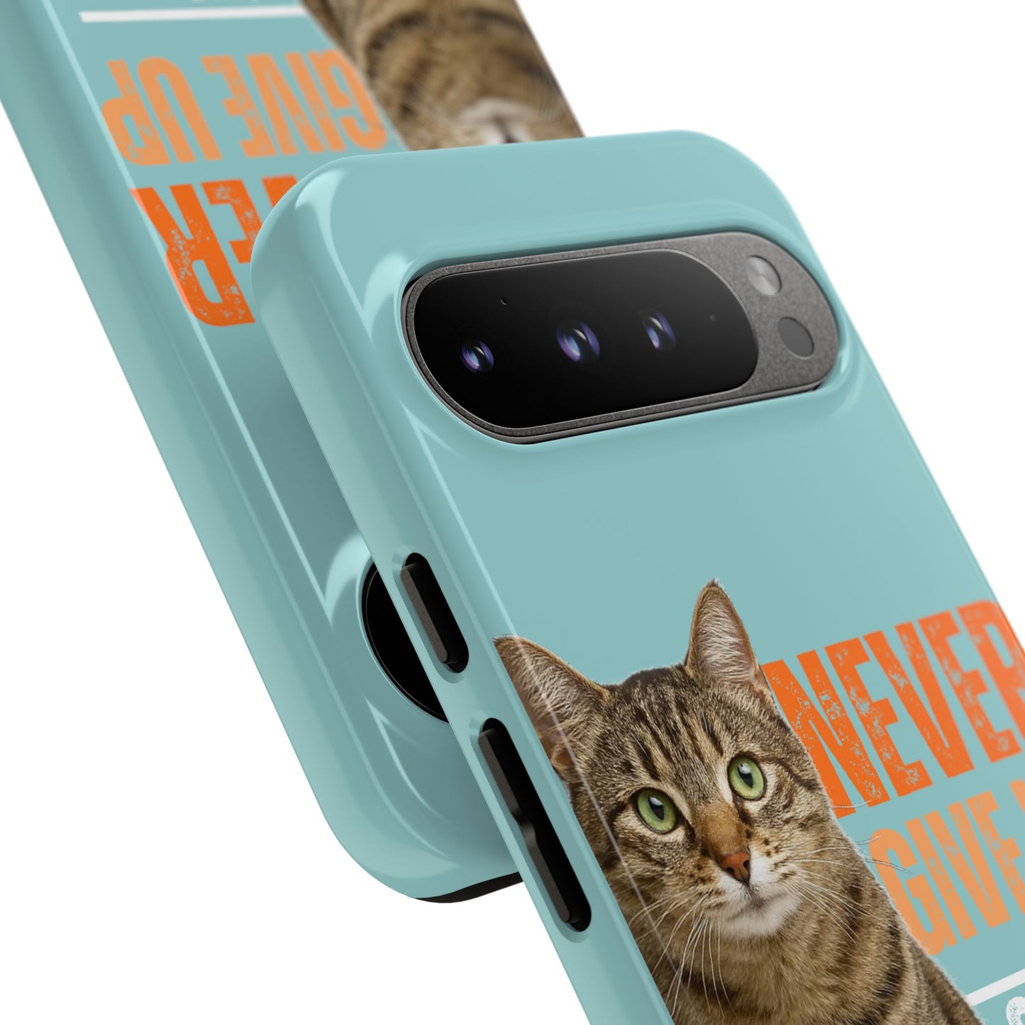 Cat Phone Case — "Never Give Up On Me" Inspirational Protective Case