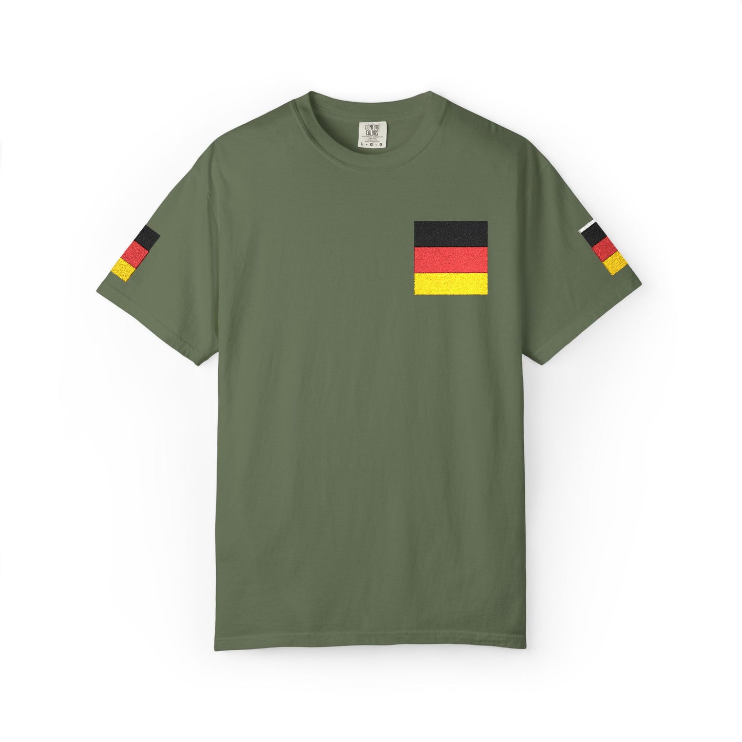 Germany Flag Pocket T-Shirt — German Pride Tee with Sleeve Flags