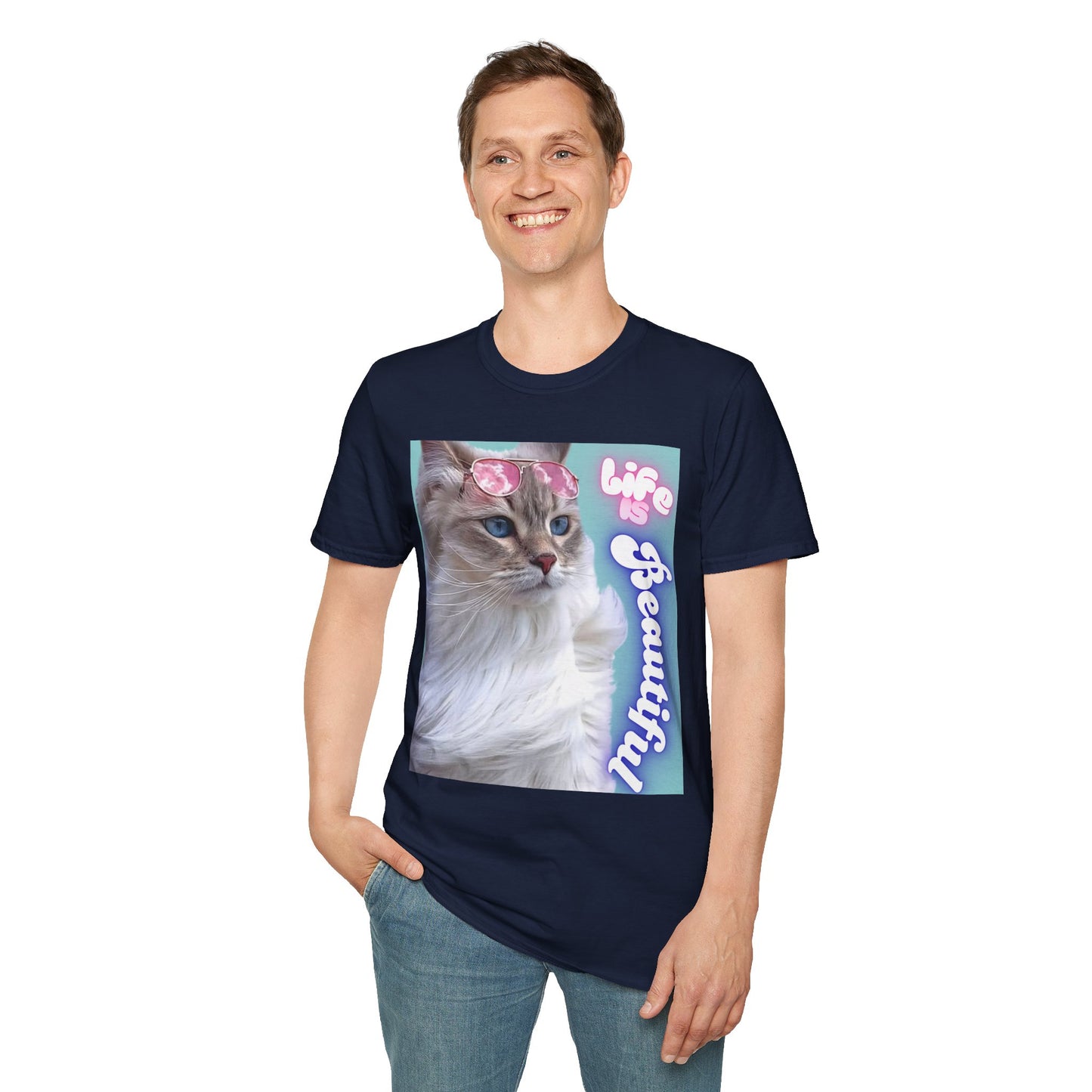 Life Is Beautiful Cat T-Shirt — Inspirational Cat Graphic Tee