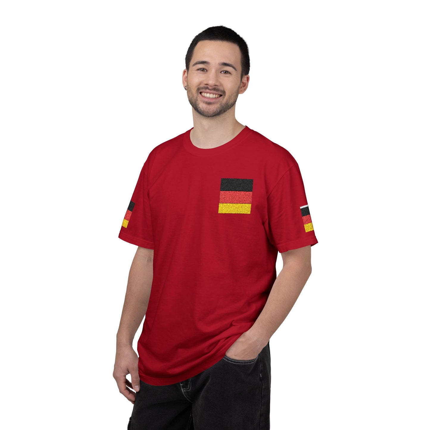 Germany Flag Pocket T-Shirt — German Pride Tee with Sleeve Flags