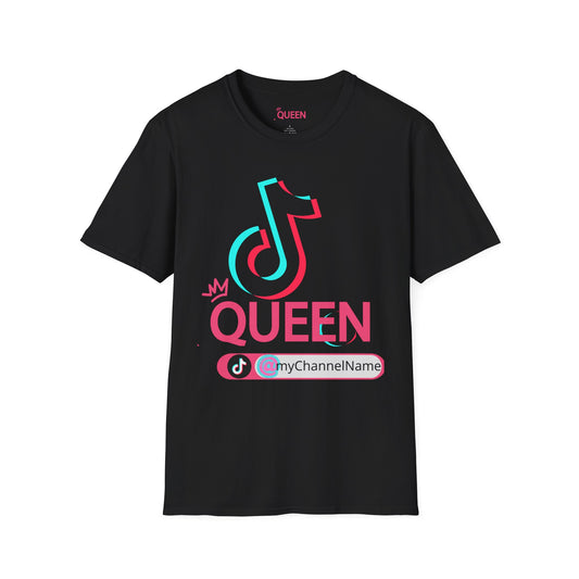 TikTok Queen Graphic T-Shirt — Personalized Channel Name, 'New Day New Start' Back Design