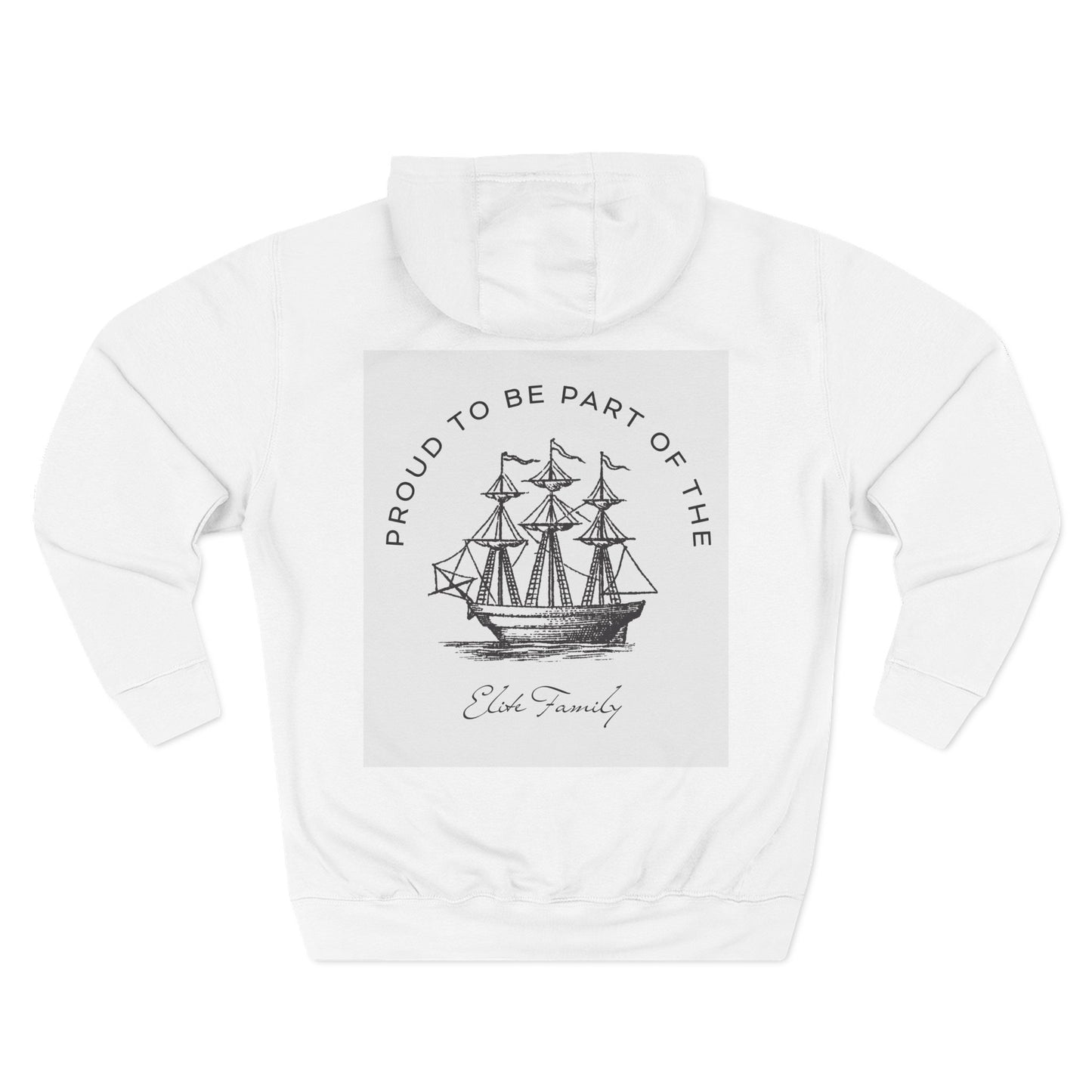 Three-Panel Fleece Hoodie — Vintage Ship Graphic & "Where Compassion Meets Action" Motivational Design