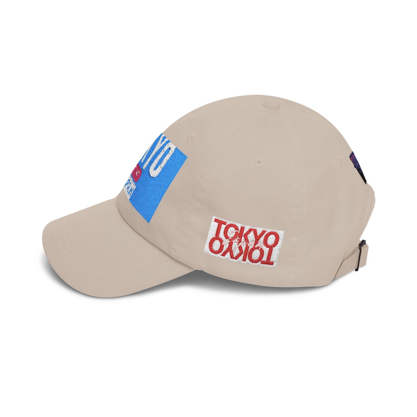 Tokyo Retro Patch Dad Cap – White Embroidered Travel Baseball Hat