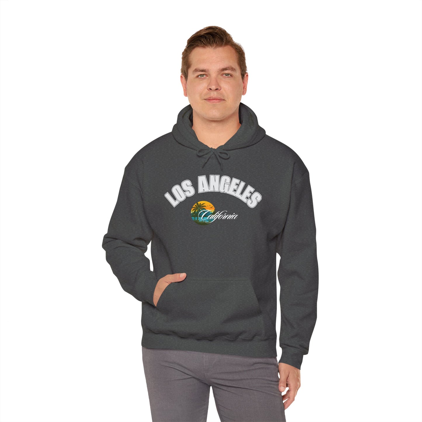 Los Angeles Retro Surf Hoodie — Vintage Sunset Car & Palm Tree Sweatshirt