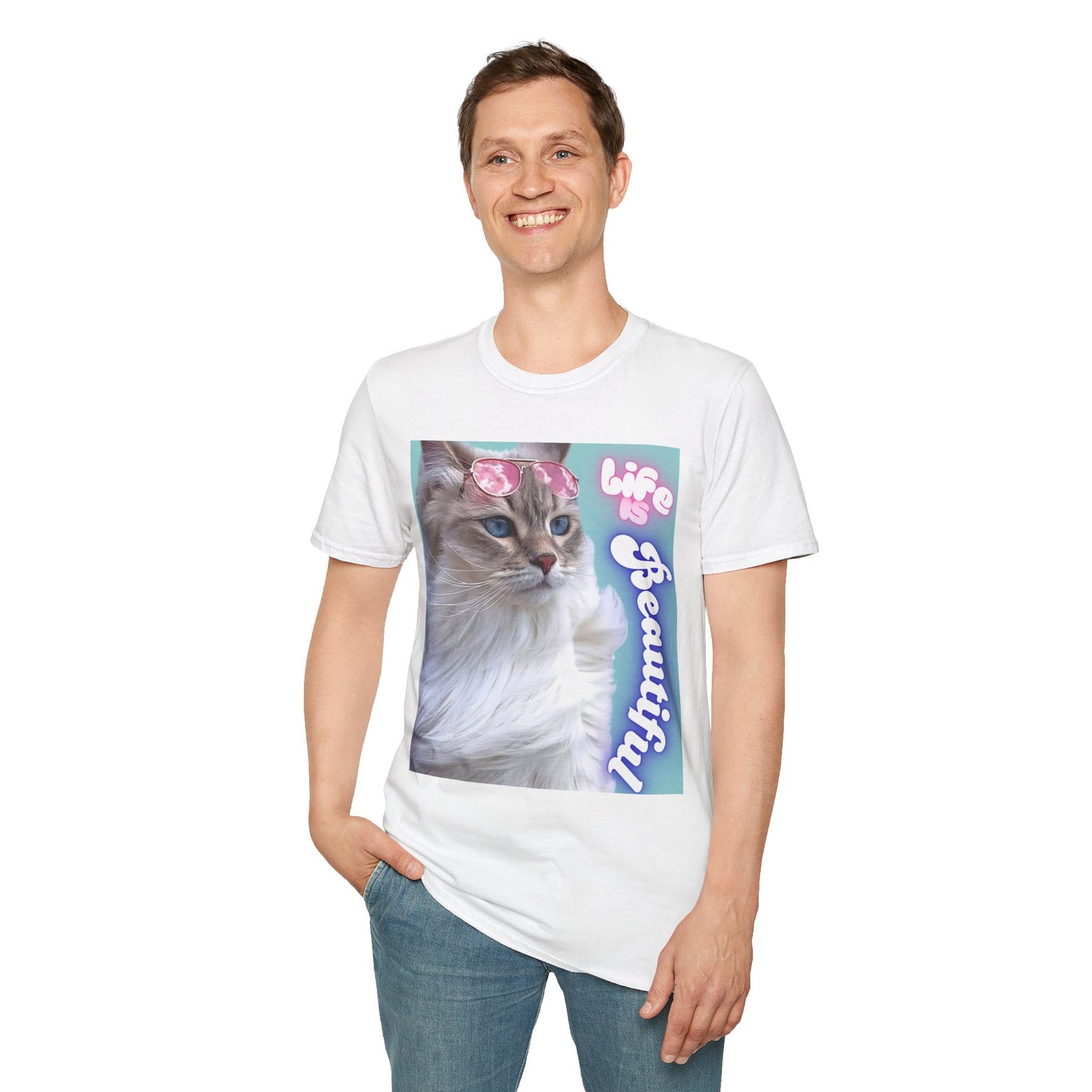 Life Is Beautiful Cat T-Shirt — Inspirational Cat Graphic Tee