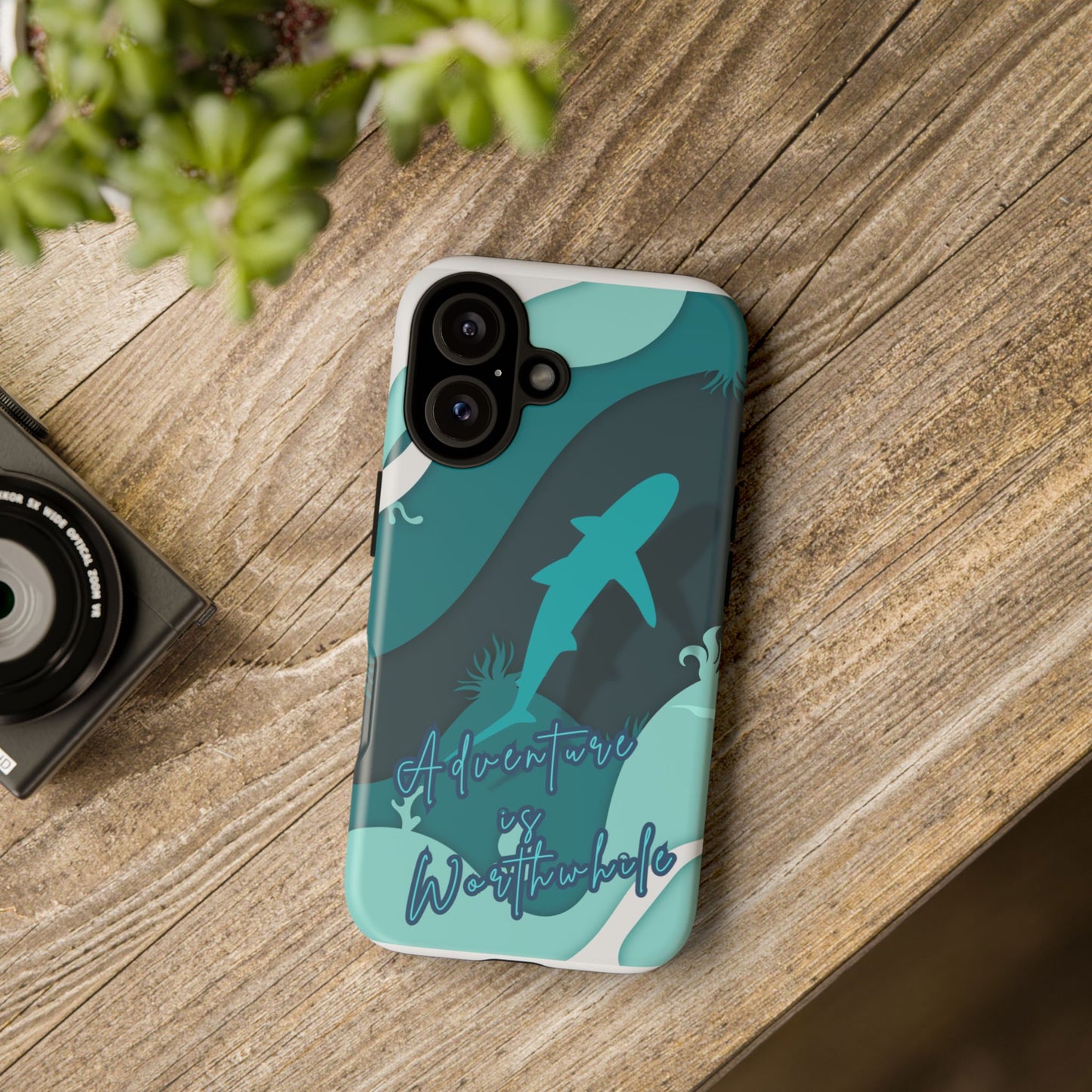 Blue Ocean Phone Case - "Adventure is Worthwhile" Teal Protective Cover