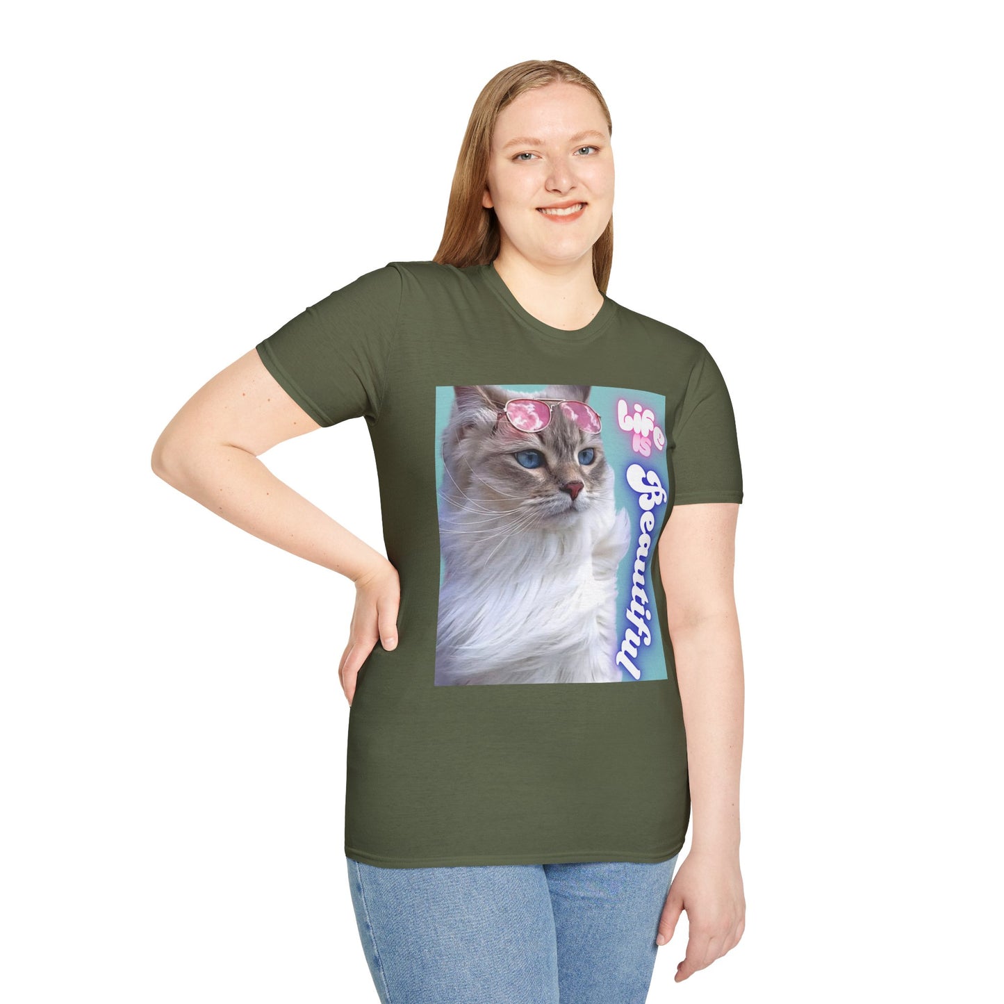 Life Is Beautiful Cat T-Shirt — Inspirational Cat Graphic Tee
