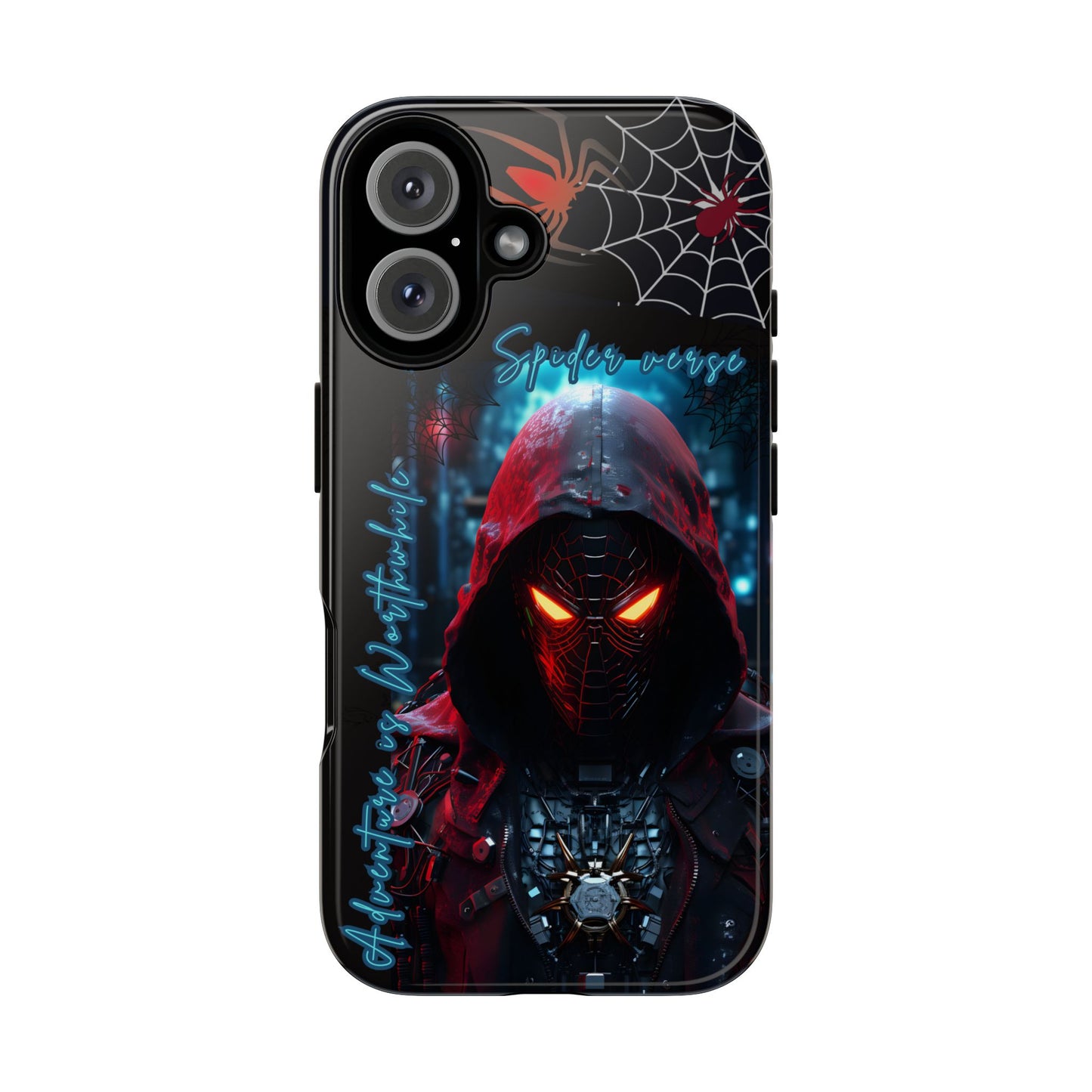 Spiderman Phone Case — Neon Hooded Skull Design "Spider verse"