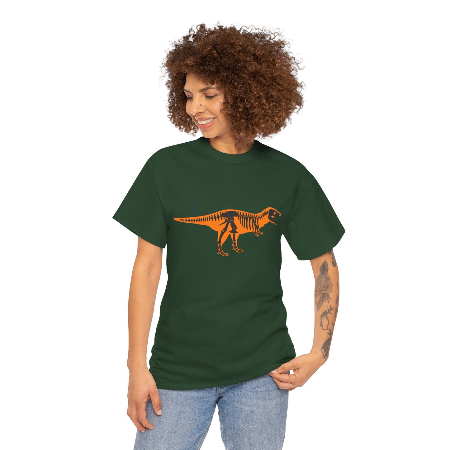 Dinosaur Graphic Tee — Retro Neon T-Rex & Skeleton Shirt