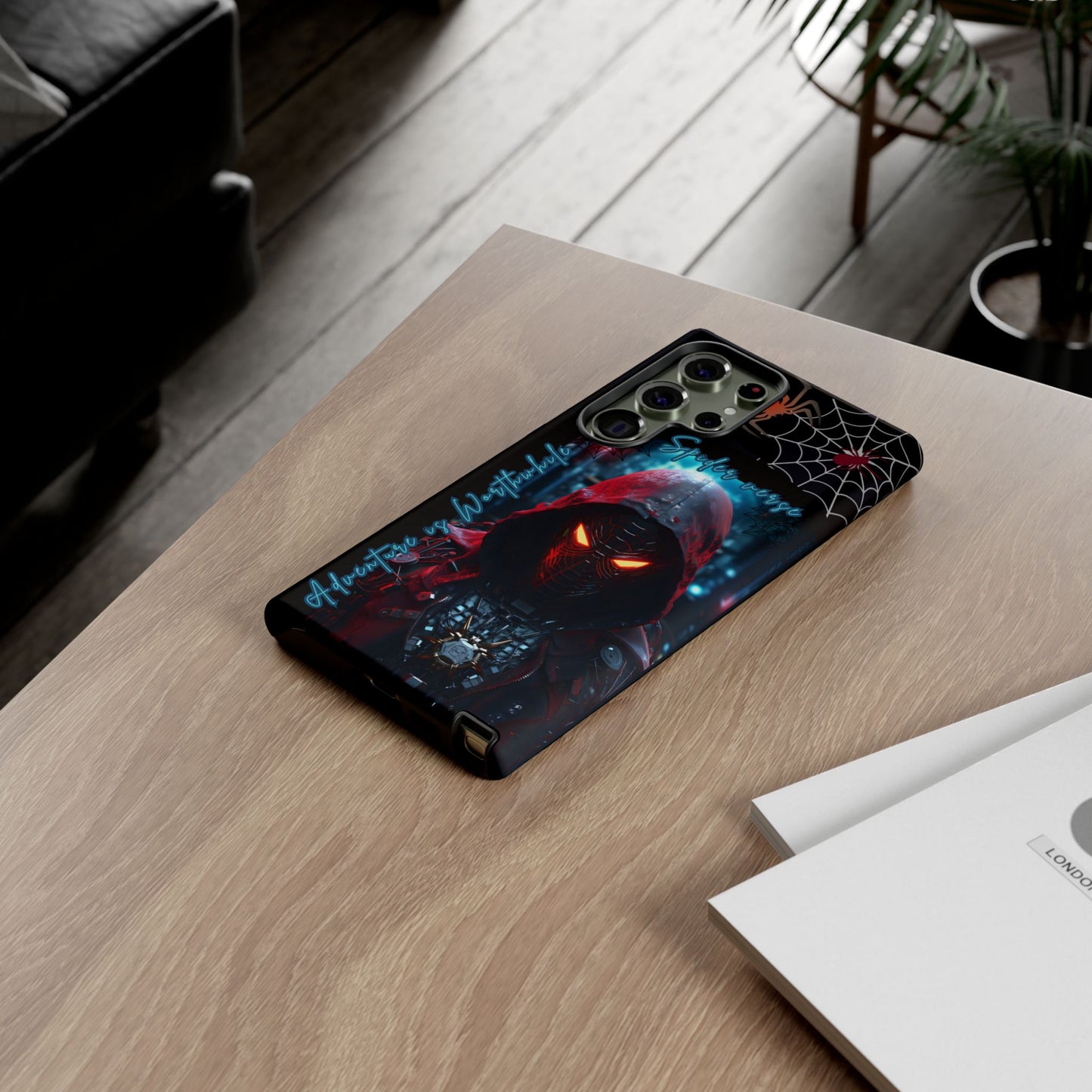 Spiderman Phone Case — Neon Hooded Skull Design "Spider verse"