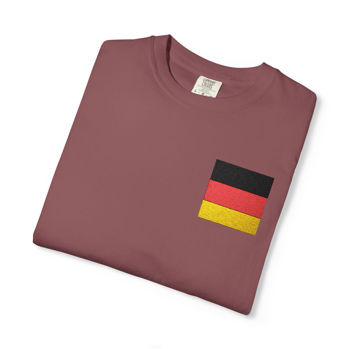 Germany Flag Pocket T-Shirt — German Pride Tee with Sleeve Flags