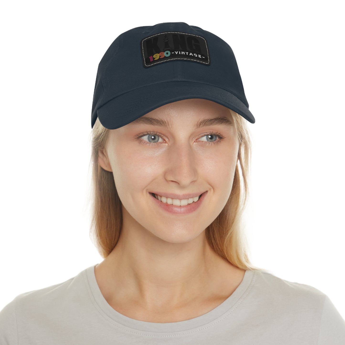 King 1990 Vintage Leather Patch Dad Hat