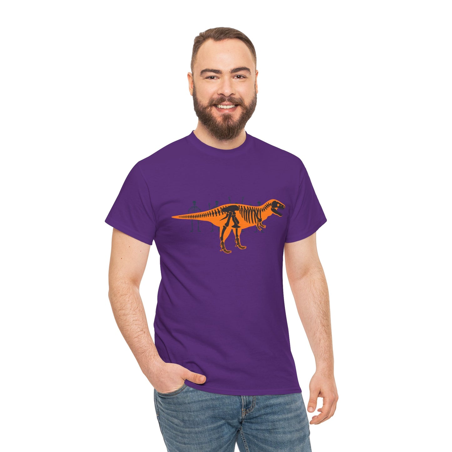 Dinosaur Graphic Tee — Retro Neon T-Rex & Skeleton Shirt