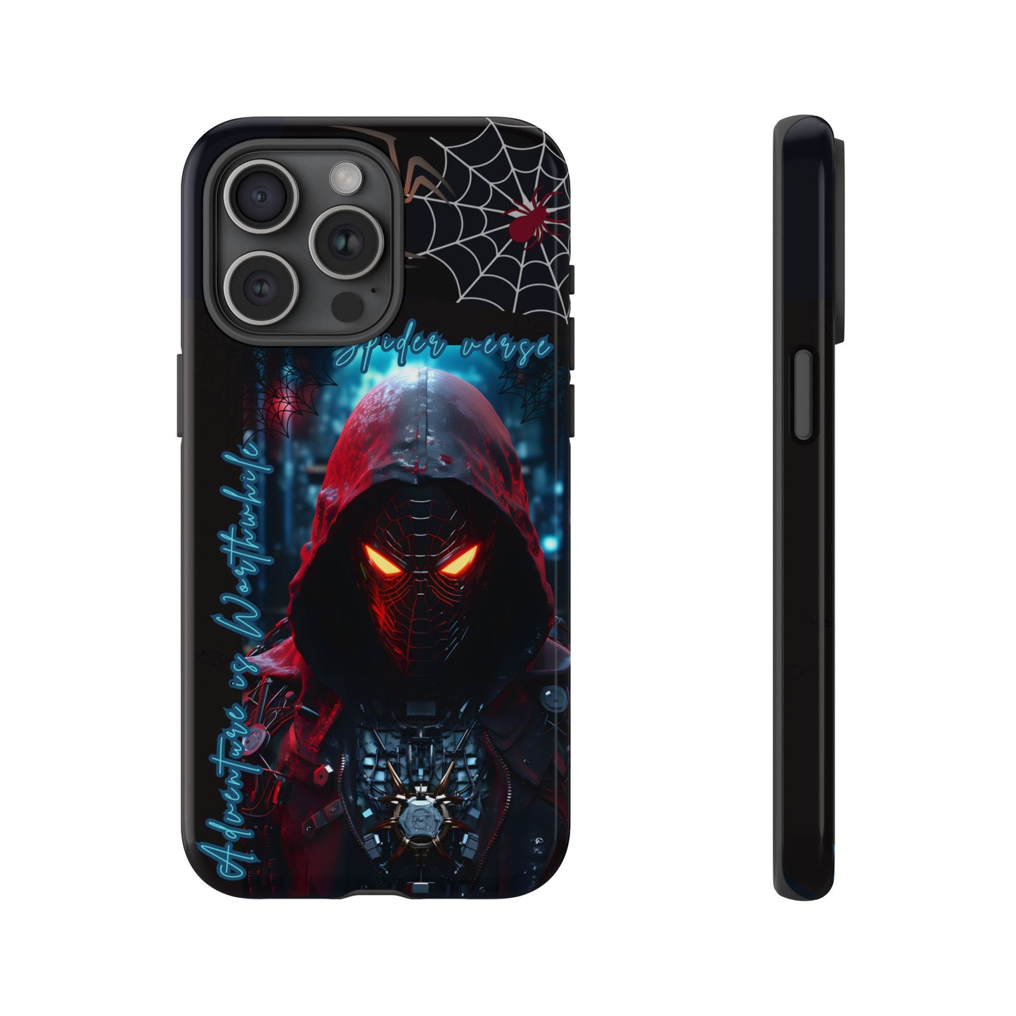 Spiderman Phone Case — Neon Hooded Skull Design "Spider verse"