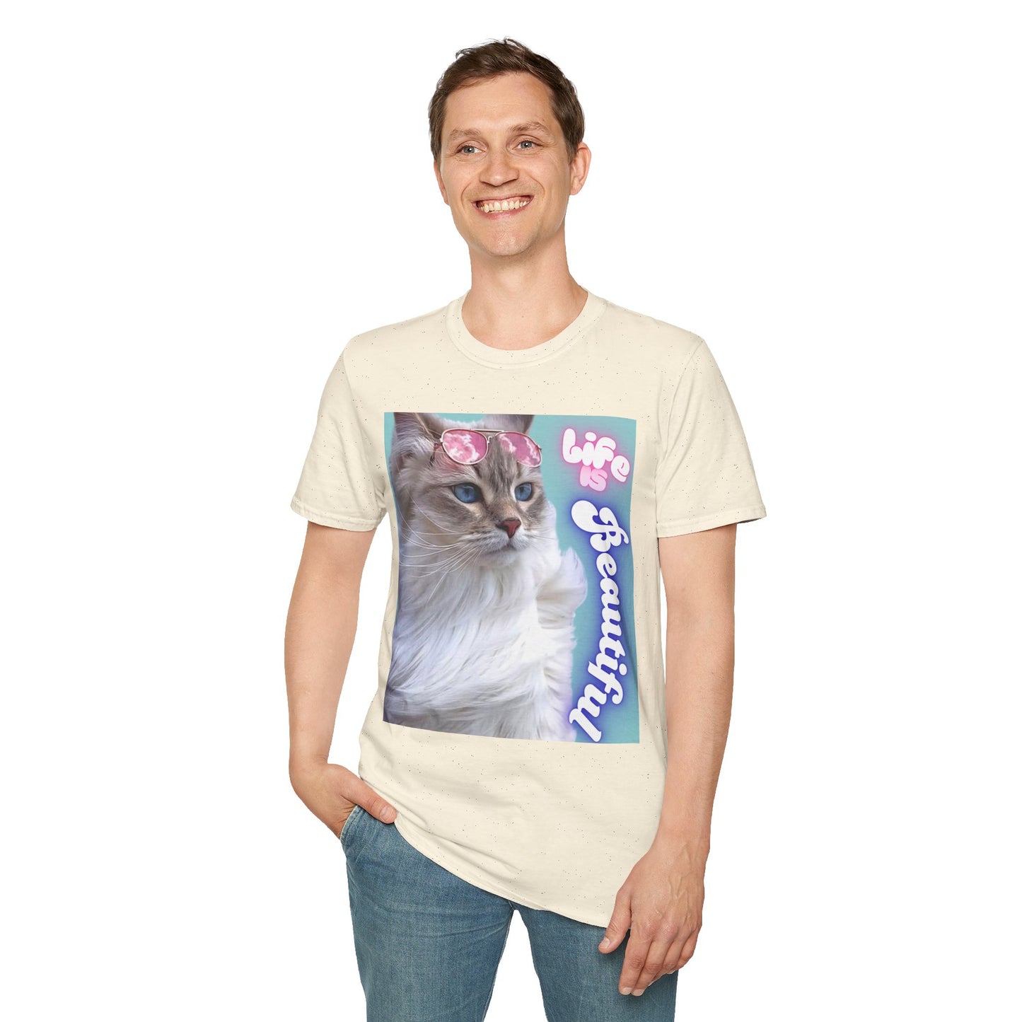 Life Is Beautiful Cat T-Shirt — Inspirational Cat Graphic Tee