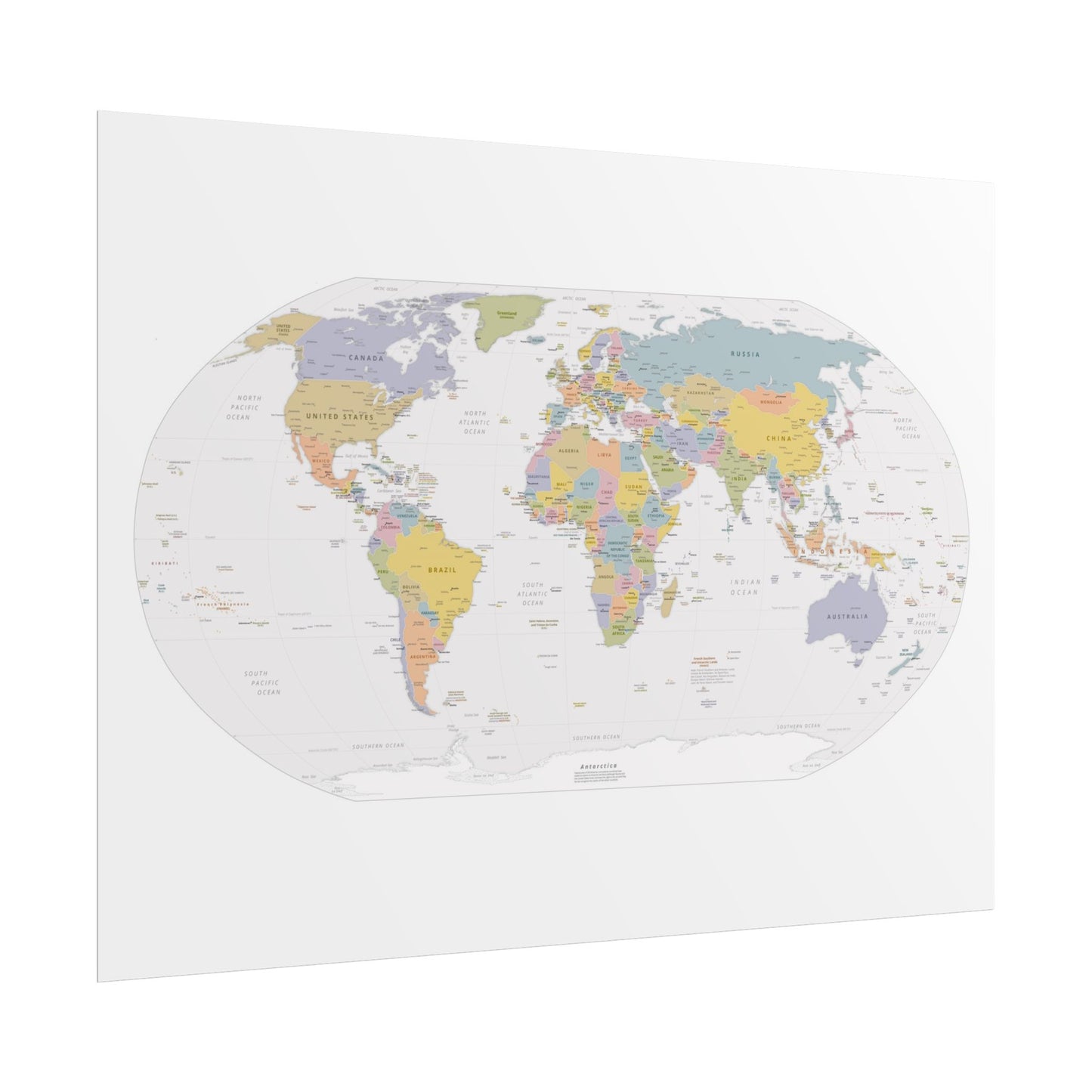World Map Poster — Rolled Educational Map Print for Home, Office & Classroom